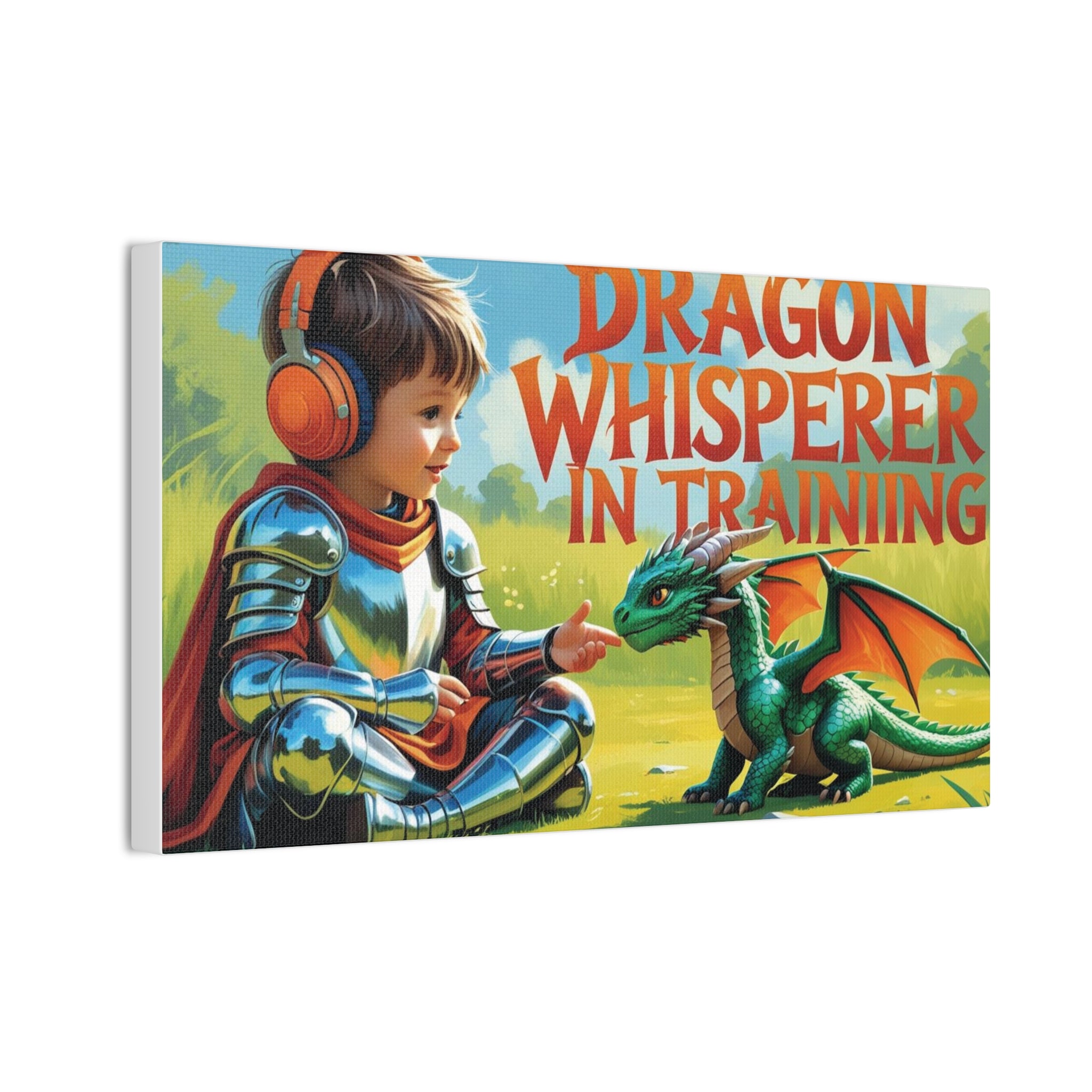 Dragon Whisperer Canvas Print, Playroom Decor, Childrens Wall Art, Fantasy Kids Room, Dragon Lover Gift, Adventure Art, Kid's Room Decor