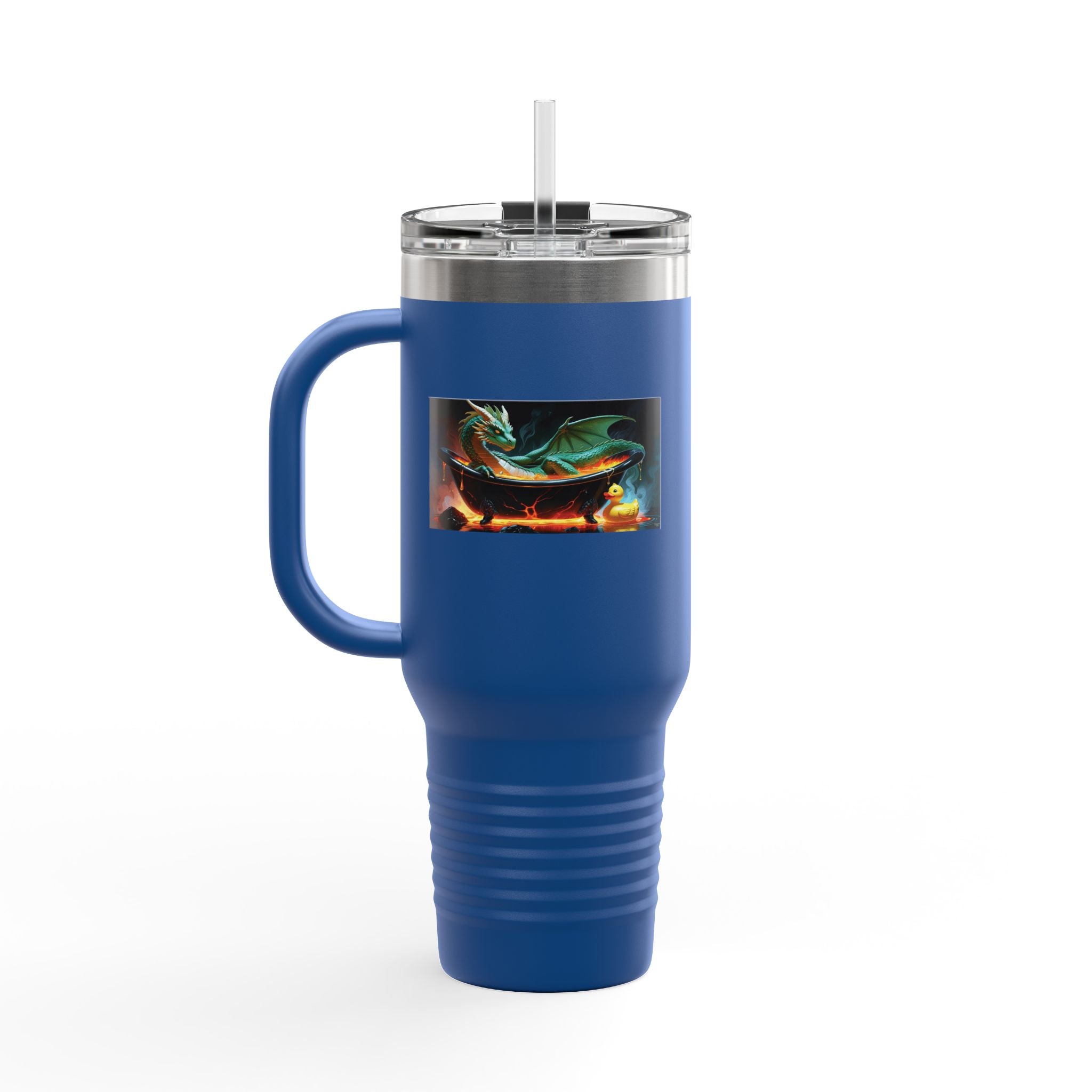Fun Fantasy Dragon Bath Time Insulated Travel Mug, 40oz - Perfect for Adventures & Celebrations, Dragon Design, Hot & Cold Beverages, Gift for Fantasy Lovers