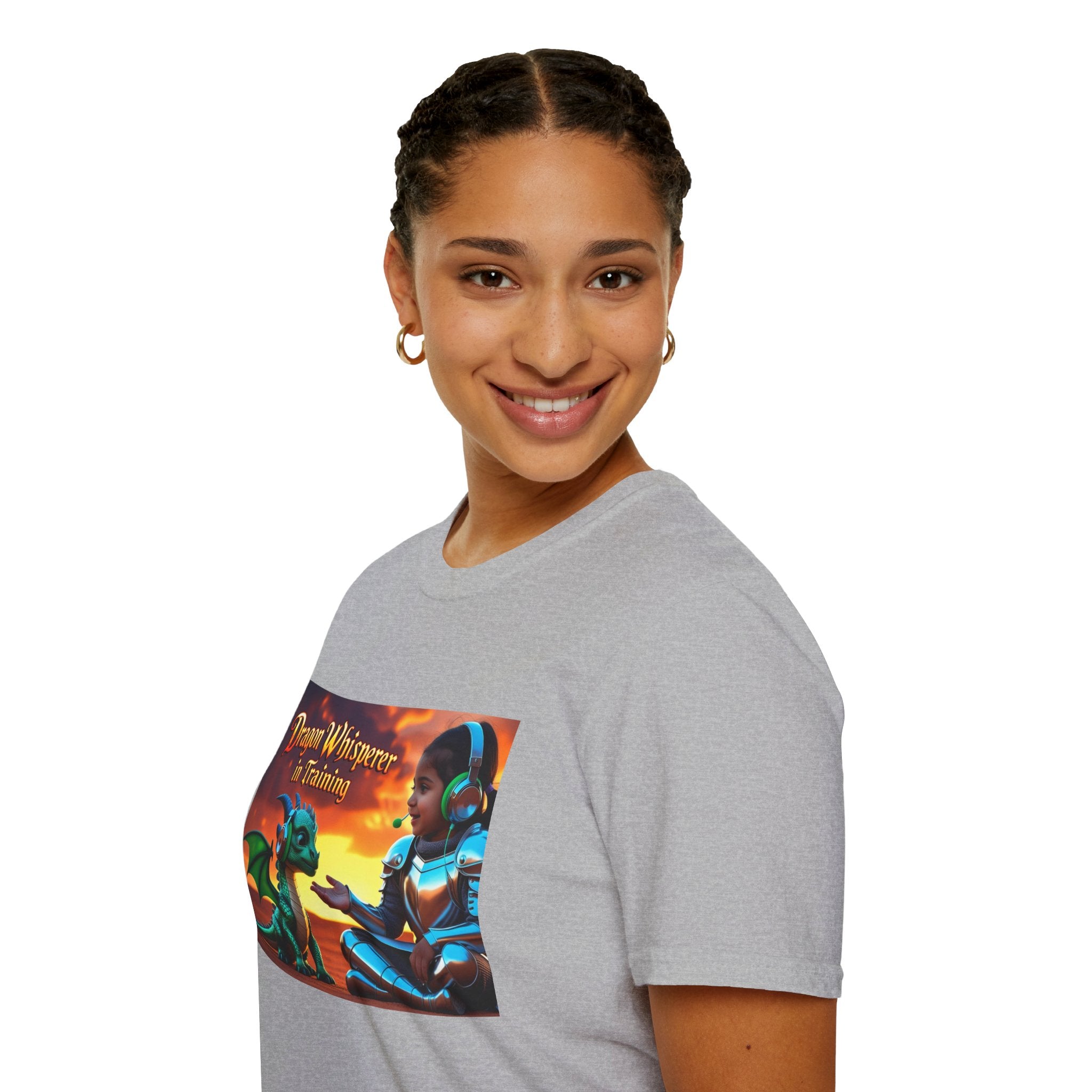 Funny Dragon Whisperer Unisex Softstyle T-Shirt | Fantasy Apparel, Gift for Dragon Lovers, Kids & Adults, Birthday Present, Magical Vibe