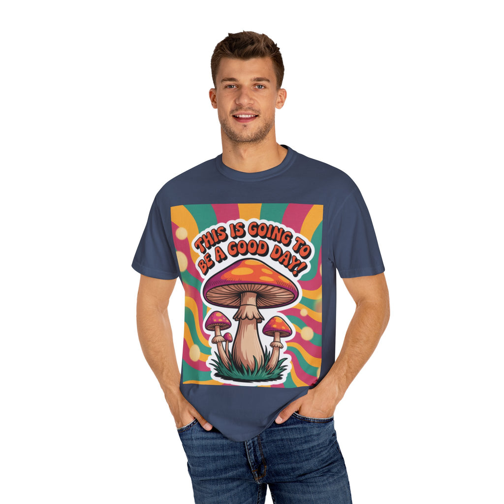 Positive Vibes T-shirt, Retro Mushroom Tee, Unisex Psychedelic Shirt, Gift for Friends, Casual Wear, Summer Essentials