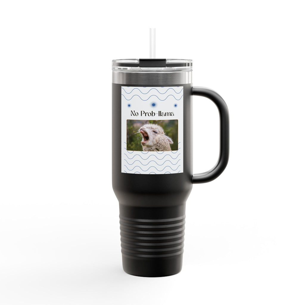 No Prob-Llama 40oz Travel Mug – Funny Llama Coffee Tumbler for Adults | Insulated, Spill-Proof, Adventure-Ready Hydration Gift