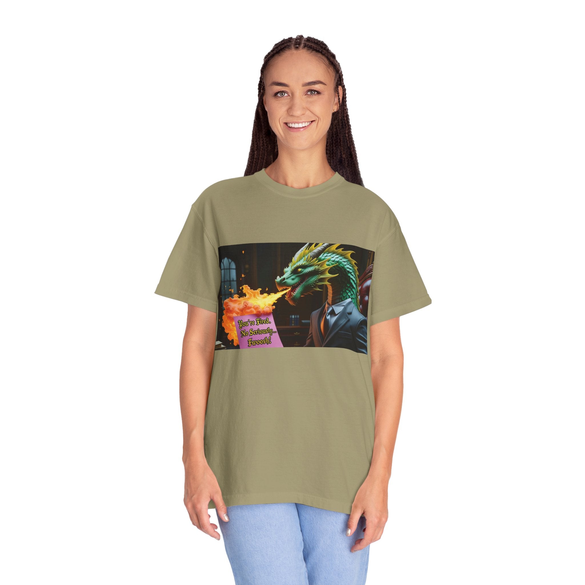 Dragon Fire  Unisex Garment-Dyed T-Shirt, Fun Graphic Tee, Unique Gift, Casual Wear, Fantasy Lover Apparel, Statement Shirt