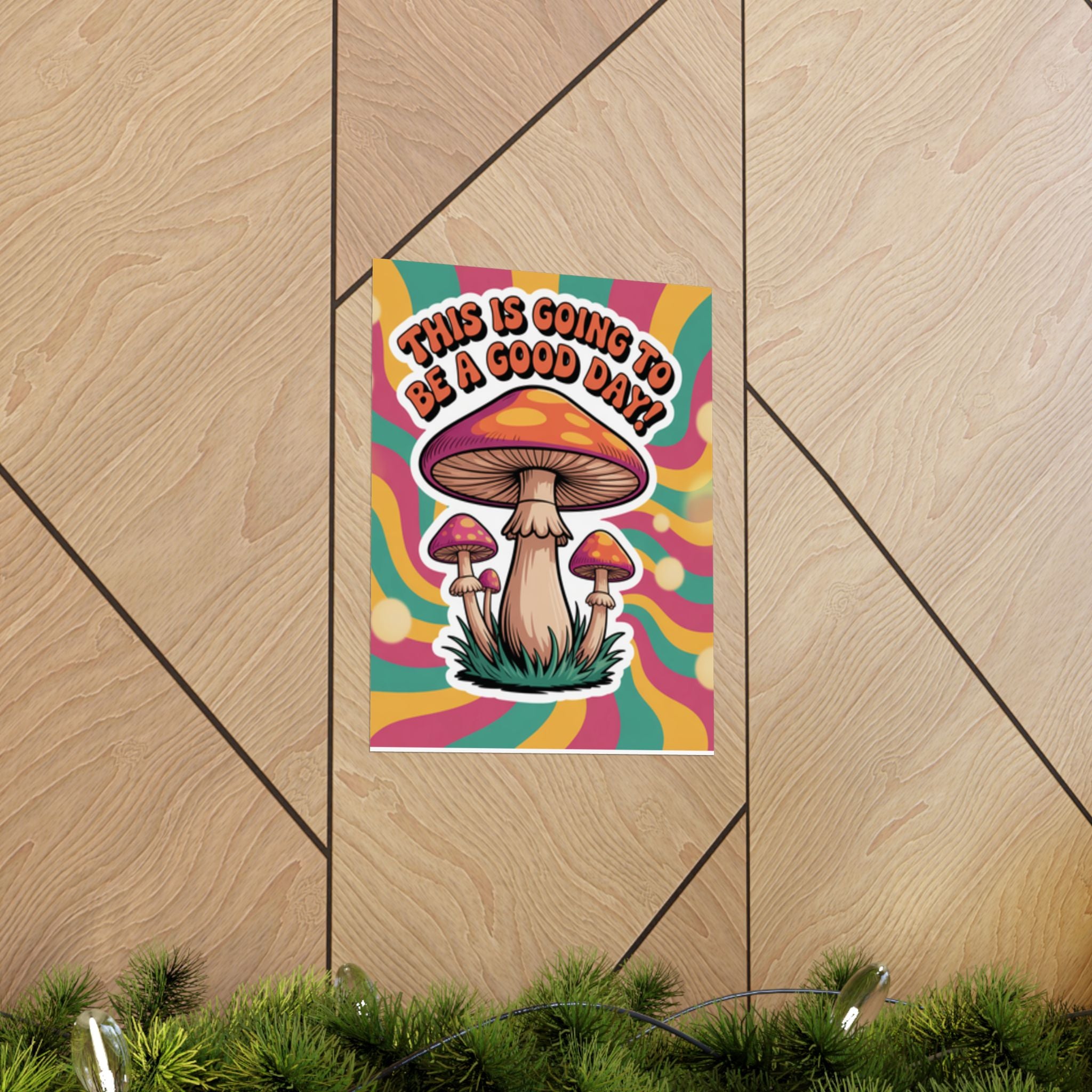 Colorful 70s Retro Mushroom Art Posters - Positive Wall Decor, Psychedelic Prints, Boho Home Decor, Gift for Friends, Inspirational Wall Art