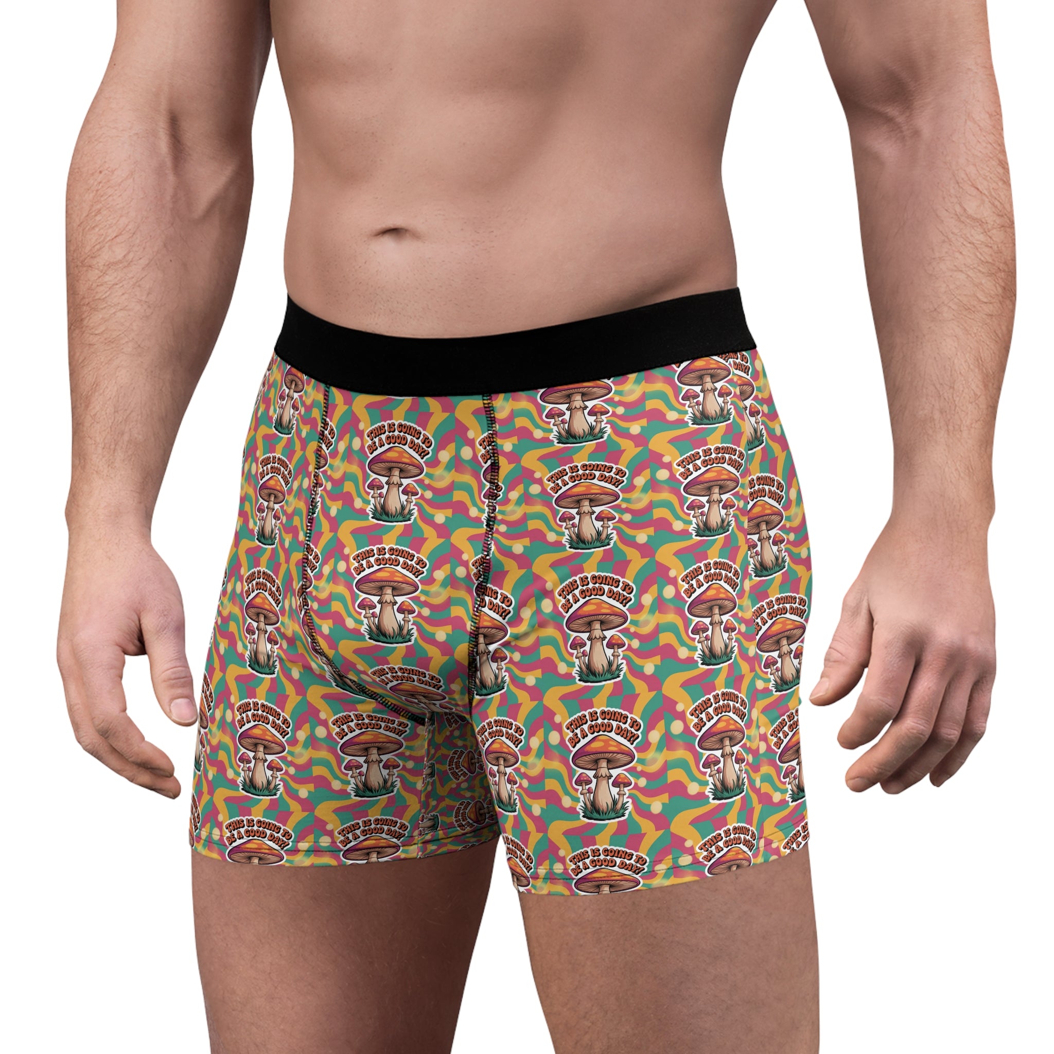 Colorful Mushroom Men's Boxer Briefs, Funky Underwear, Unique Gift, Festival Style, Vibrant Prints, Comfortable Daily Wear