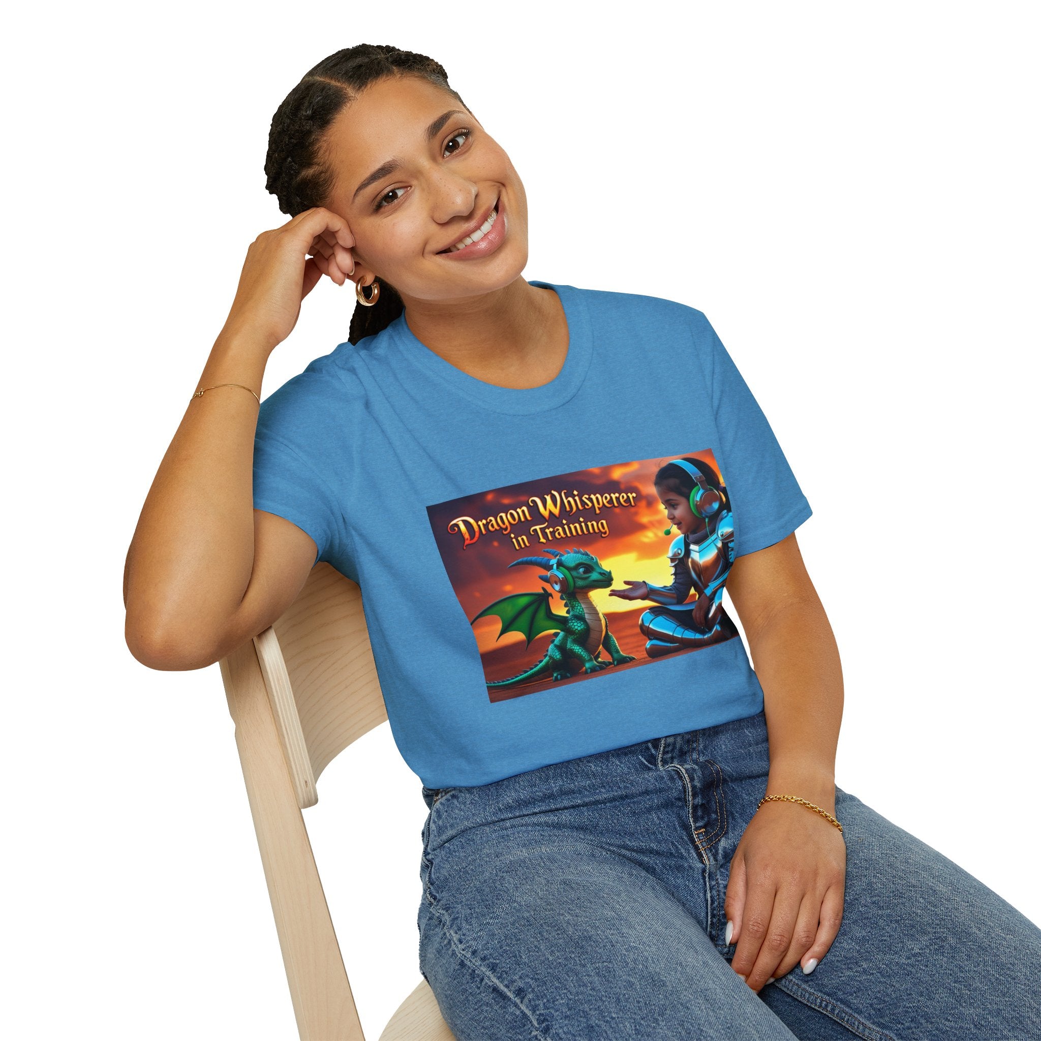 Funny Dragon Whisperer Unisex Softstyle T-Shirt | Fantasy Apparel, Gift for Dragon Lovers, Kids & Adults, Birthday Present, Magical Vibe