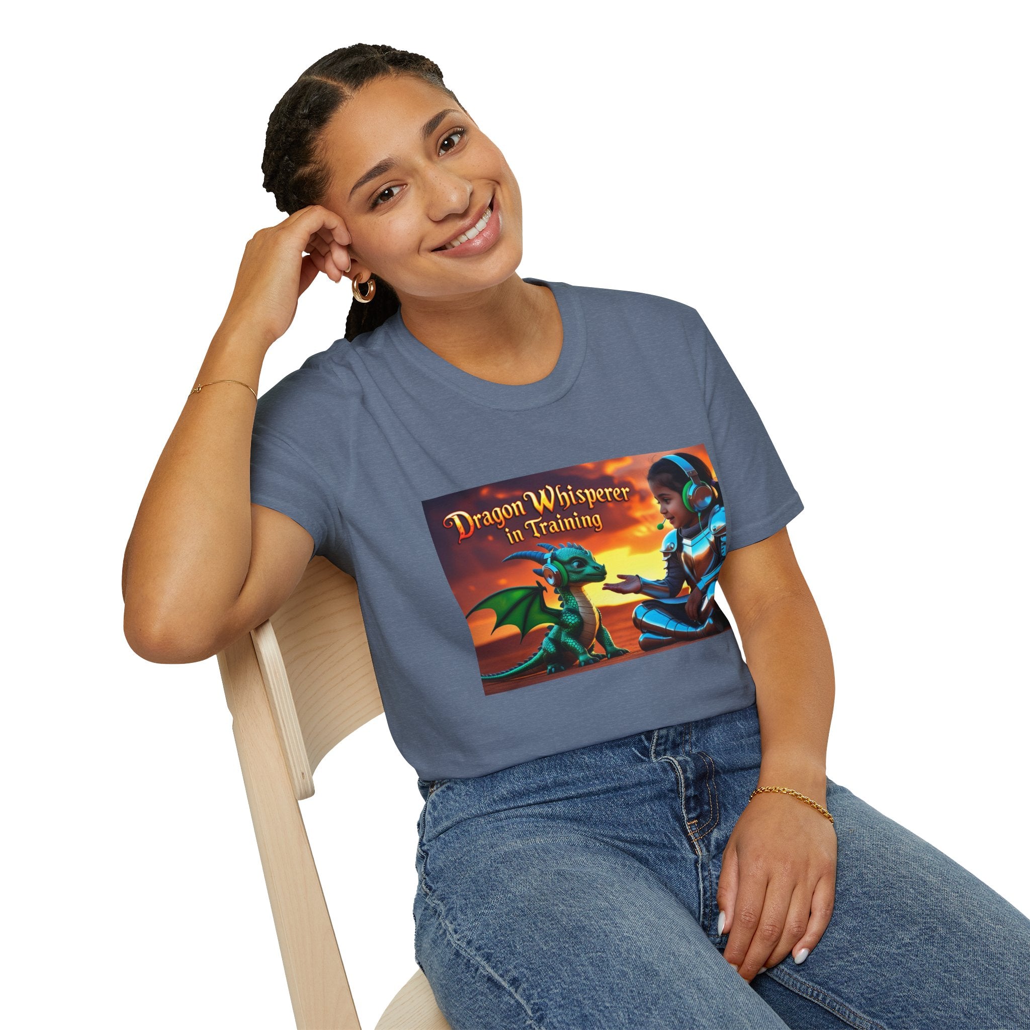 Funny Dragon Whisperer Unisex Softstyle T-Shirt | Fantasy Apparel, Gift for Dragon Lovers, Kids & Adults, Birthday Present, Magical Vibe