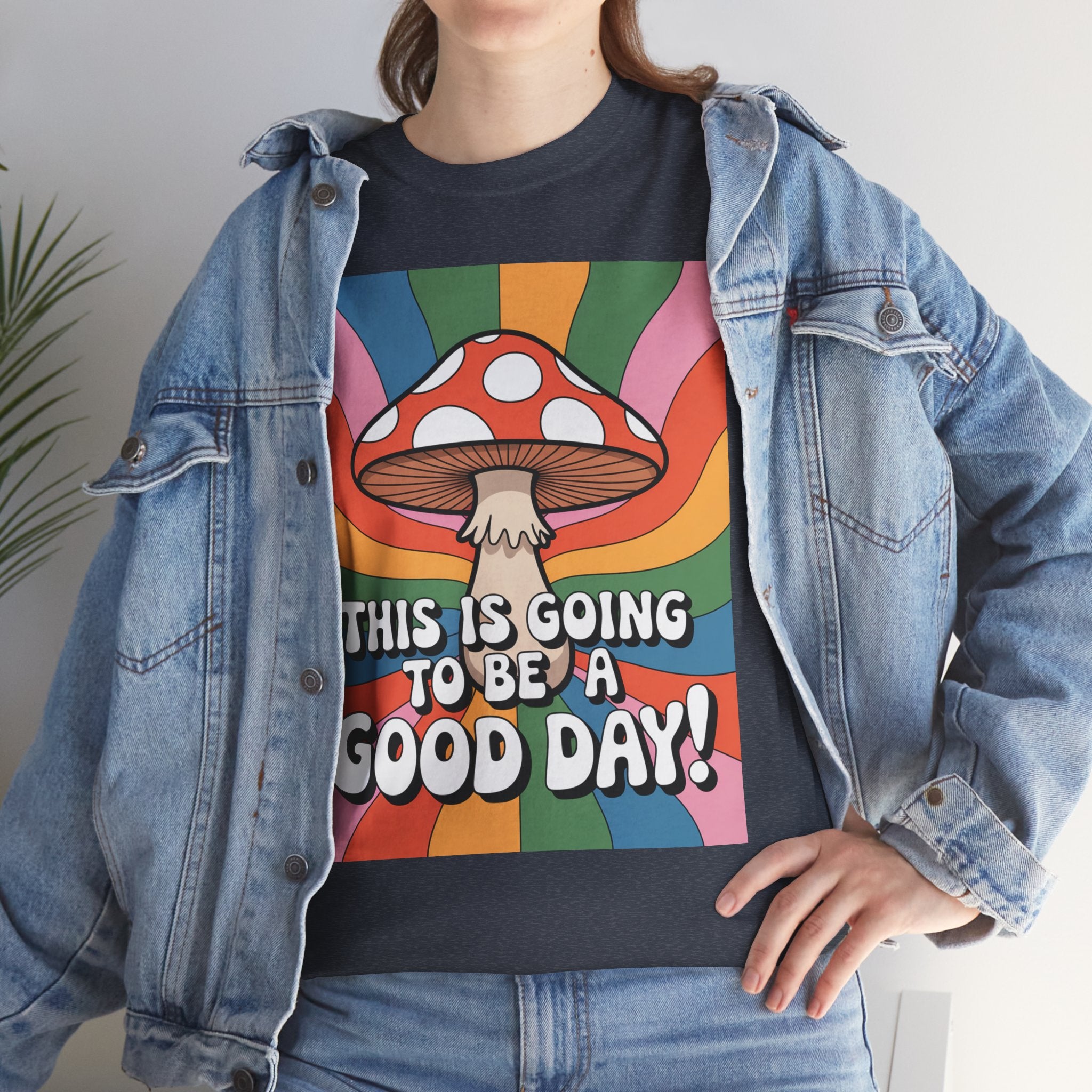Fun Hippy Mushroom Cheerful Graphic Tee, Positive Vibes T-Shirt for Everyday Wear, Gift for Nature Lovers, Trendy Casual Wear, Eco-Friendly Fashion