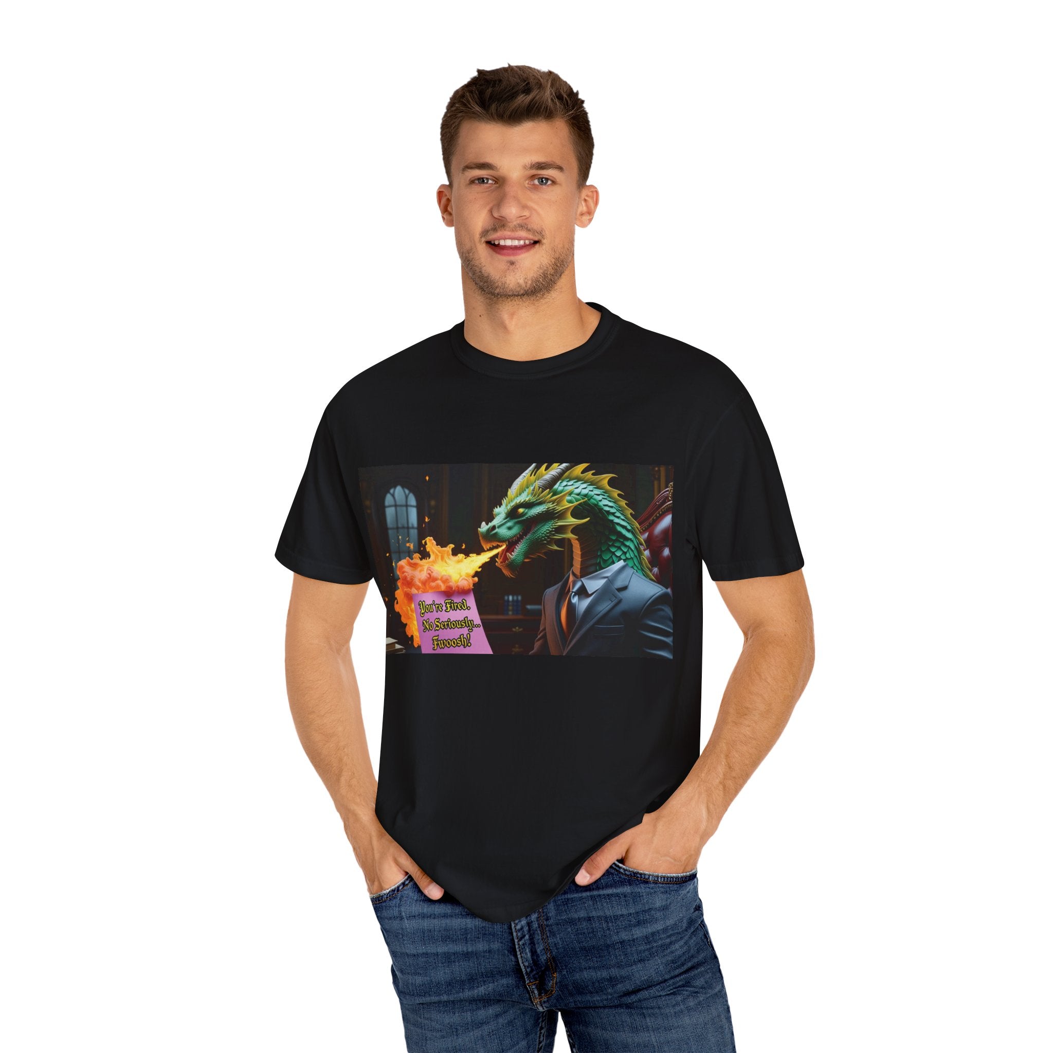 Dragon Fire  Unisex Garment-Dyed T-Shirt, Fun Graphic Tee, Unique Gift, Casual Wear, Fantasy Lover Apparel, Statement Shirt