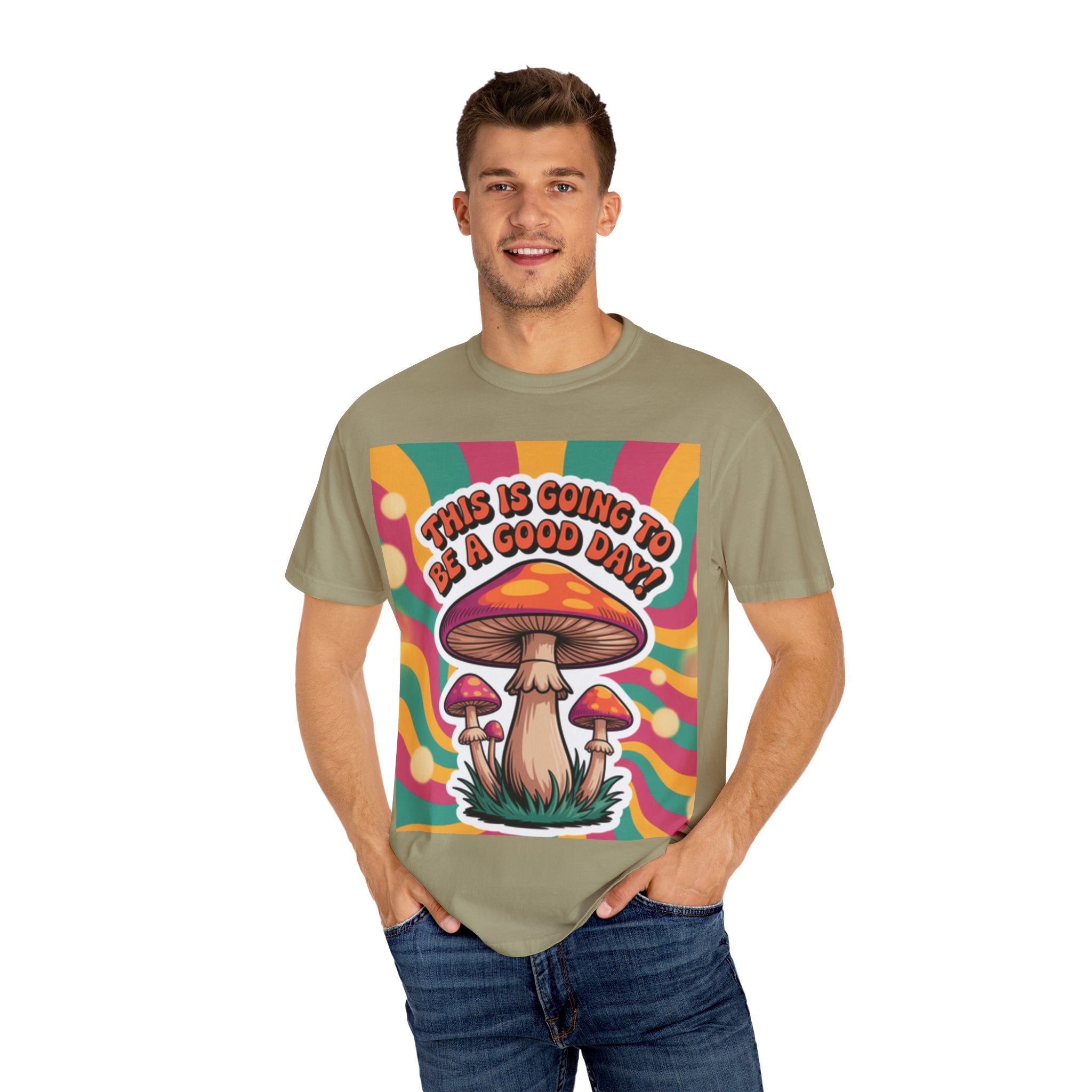 Positive Vibes T-shirt, Retro Mushroom Tee, Unisex Psychedelic Shirt, Gift for Friends, Casual Wear, Summer Essentials