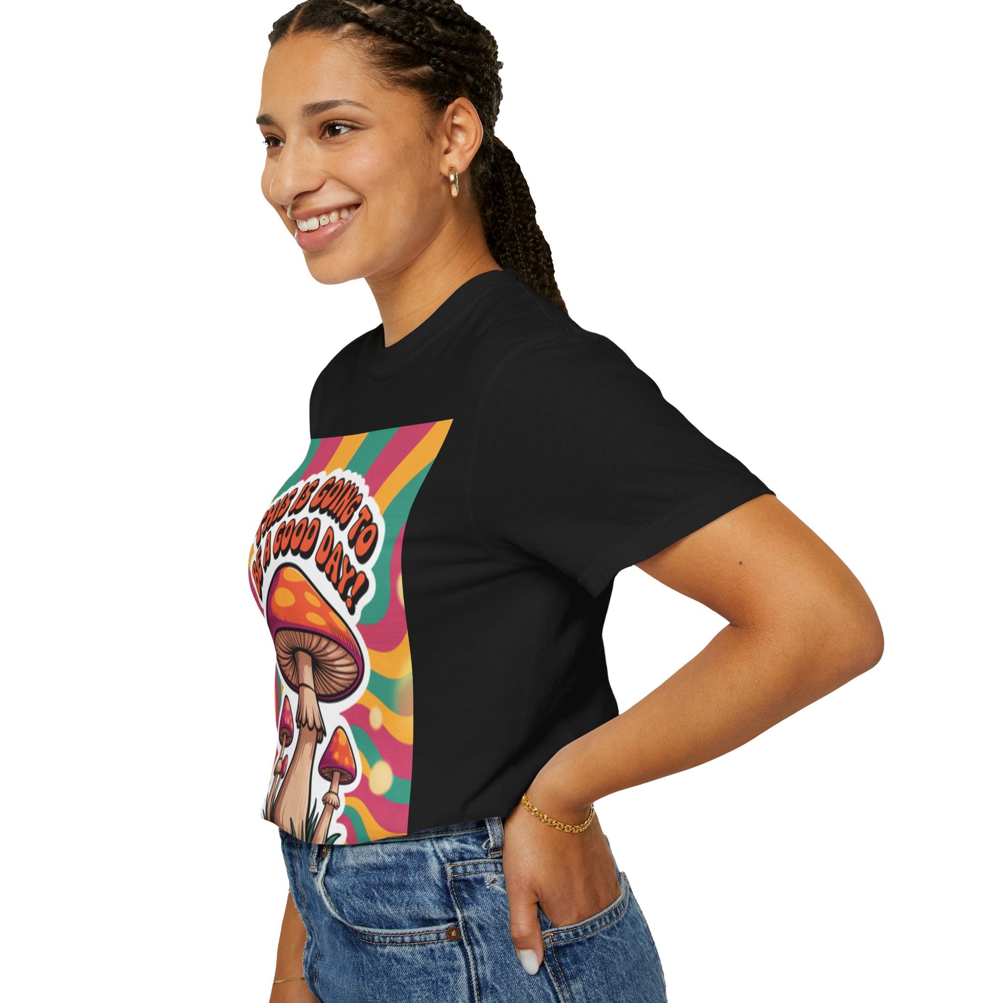 Positive Vibes T-shirt, Retro Mushroom Tee, Unisex Psychedelic Shirt, Gift for Friends, Casual Wear, Summer Essentials