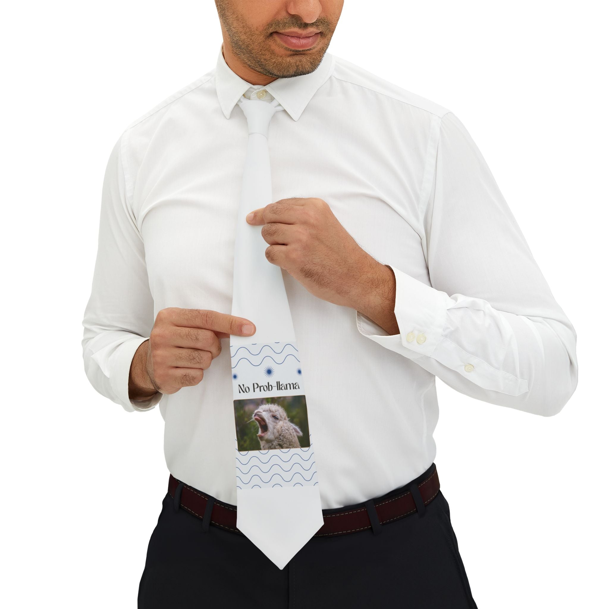 No Prob-Llama Funny Animal Necktie, Quirky Tie, Gift for Him, Humor Necktie, Novelty Tie, Party Accessory