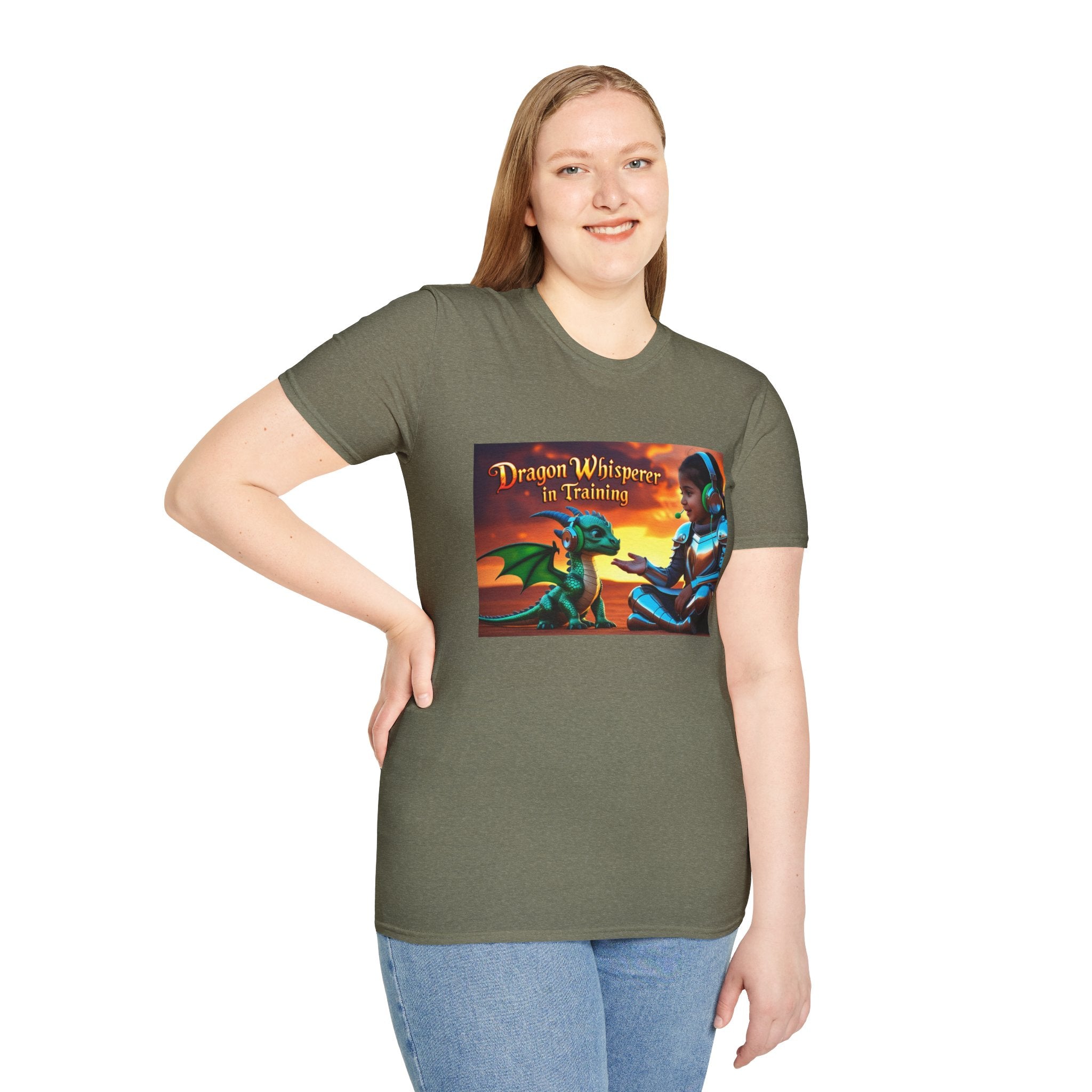 Funny Dragon Whisperer Unisex Softstyle T-Shirt | Fantasy Apparel, Gift for Dragon Lovers, Kids & Adults, Birthday Present, Magical Vibe