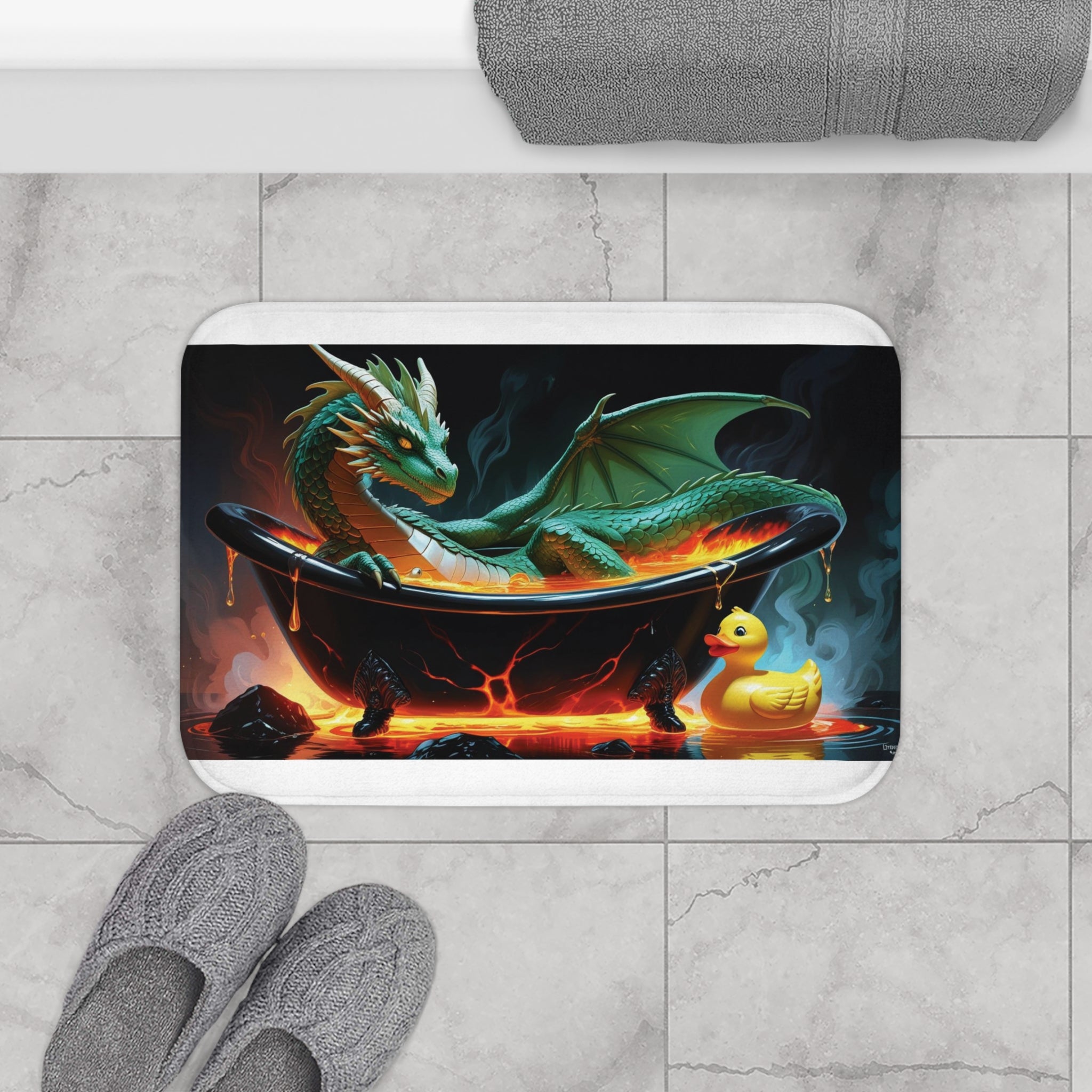 Fun Fantasy Dragon Bath Mat, Dragon-themed Home Decor, Unique Bathroom Accessory, Gift for Dragon Lovers, Dragon Bath Decor