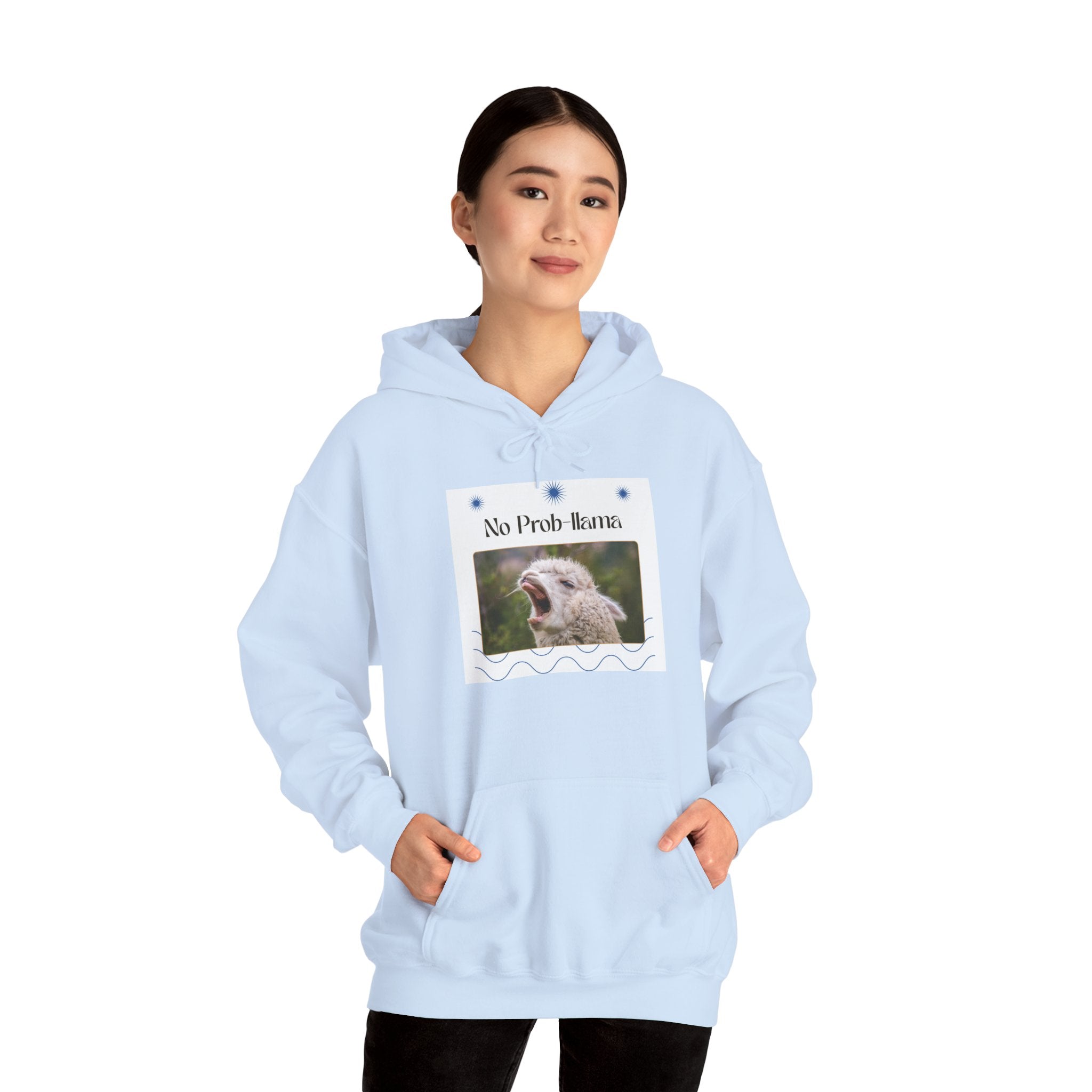 "No Prob-Llama" Unisex Hooded Sweatshirt with Fun Design, Cozy Apparel for Relaxed Days, Gifts for Friends, Casual Wear, Unique Gift Idea, Birthday Present