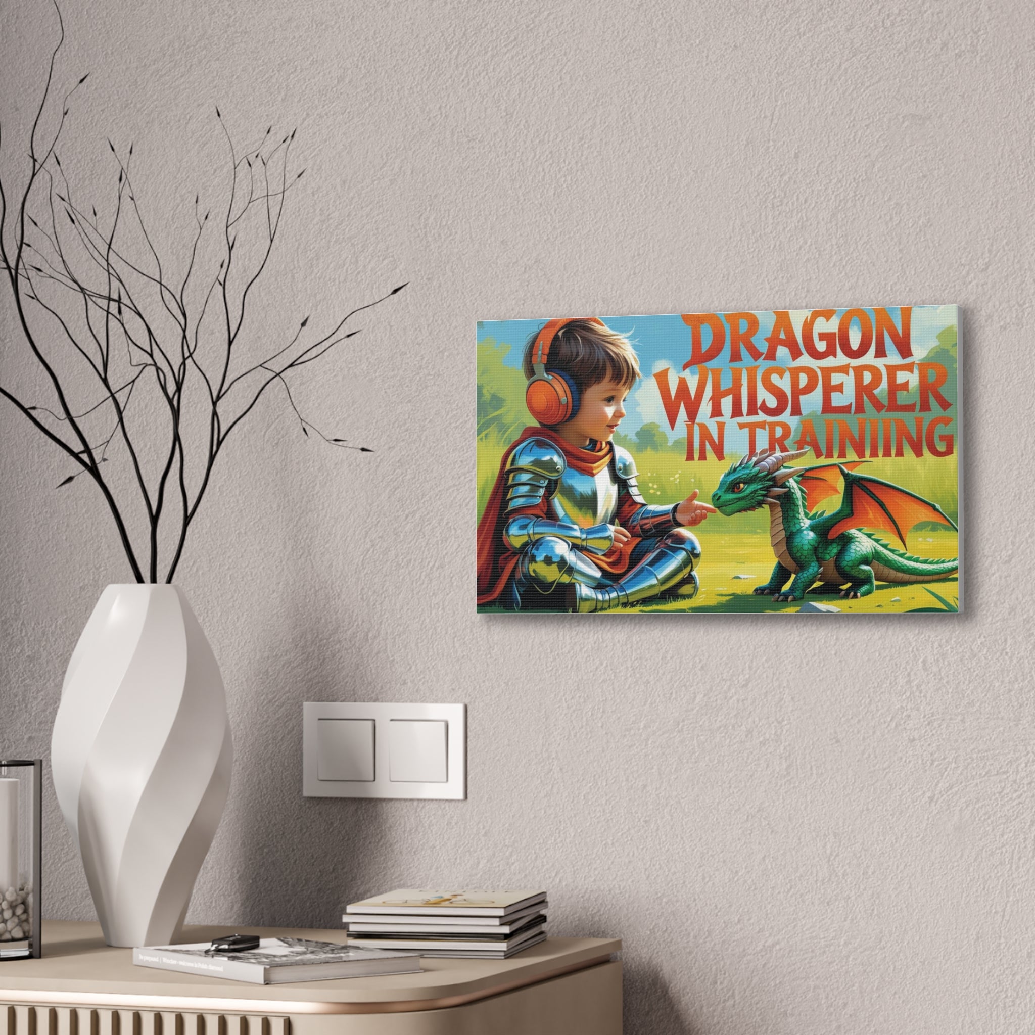 Dragon Whisperer Canvas Print, Playroom Decor, Childrens Wall Art, Fantasy Kids Room, Dragon Lover Gift, Adventure Art, Kid's Room Decor