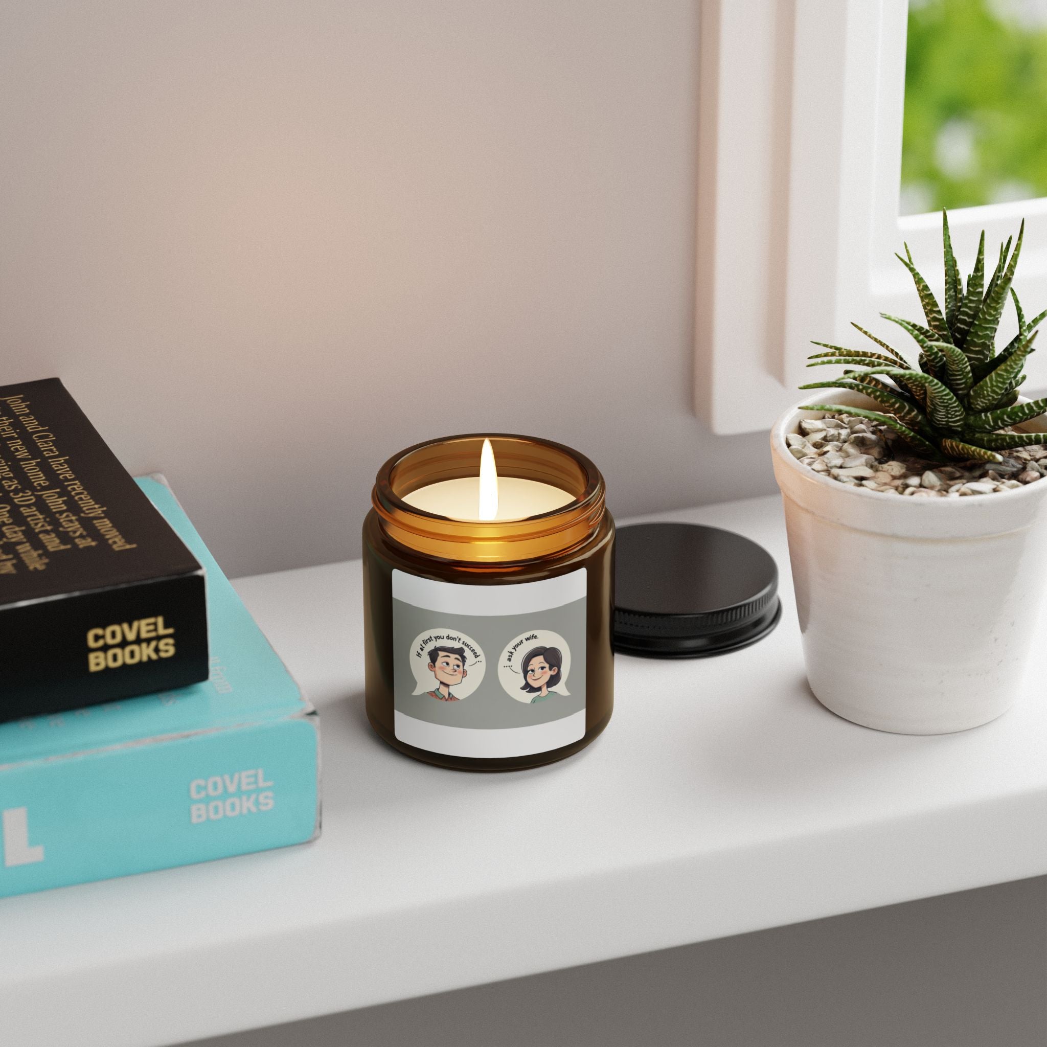 Funny Ask My Wife Scented Soy Candle - Cozy Home Decor, Gift for Her, Aromatherapy, Self-Care, Relaxation, Unique Candle Gift