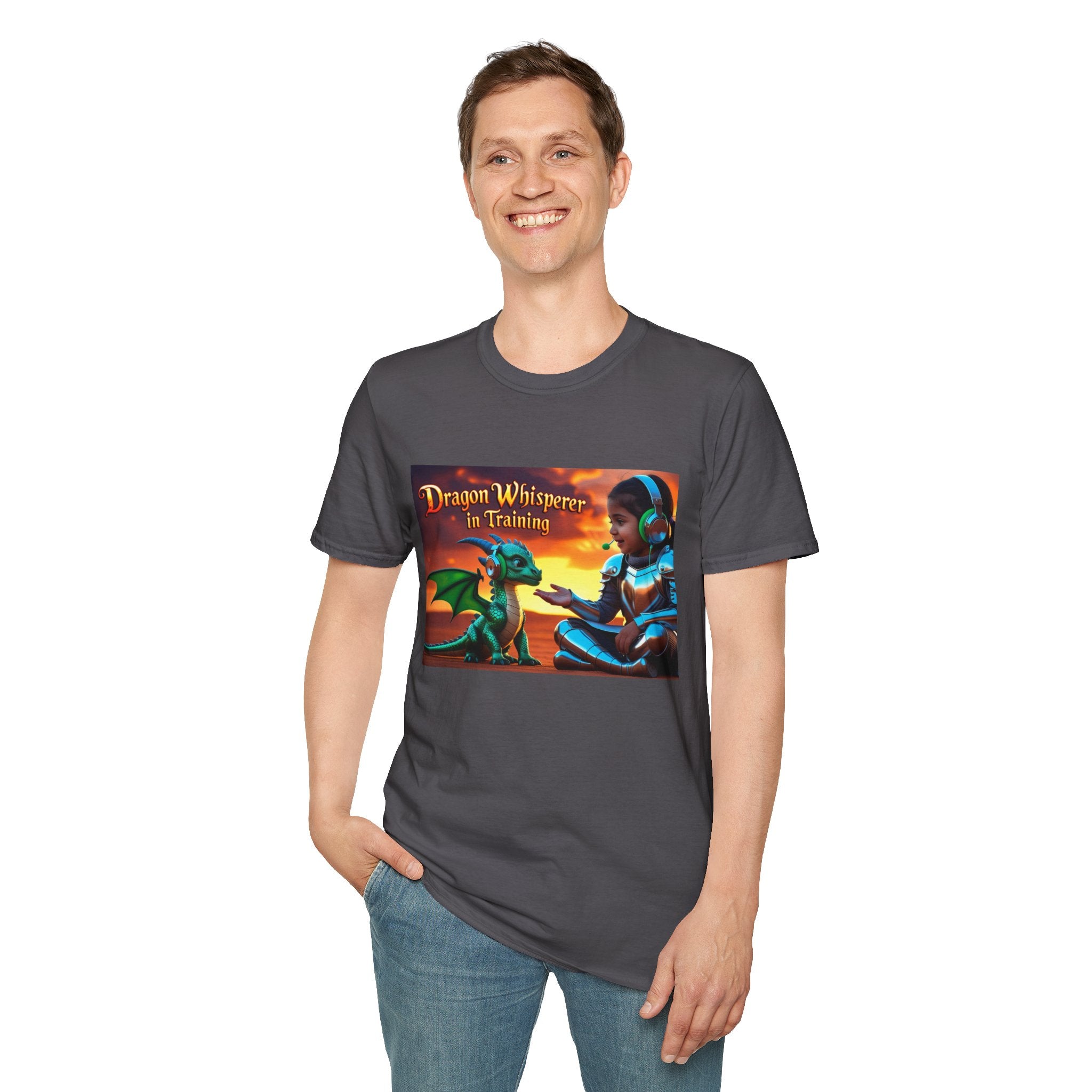 Funny Dragon Whisperer Unisex Softstyle T-Shirt | Fantasy Apparel, Gift for Dragon Lovers, Kids & Adults, Birthday Present, Magical Vibe