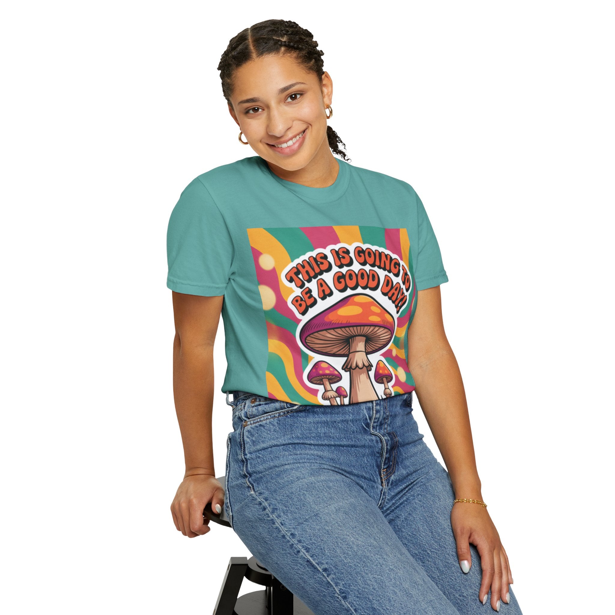 Positive Vibes T-shirt, Retro Mushroom Tee, Unisex Psychedelic Shirt, Gift for Friends, Casual Wear, Summer Essentials