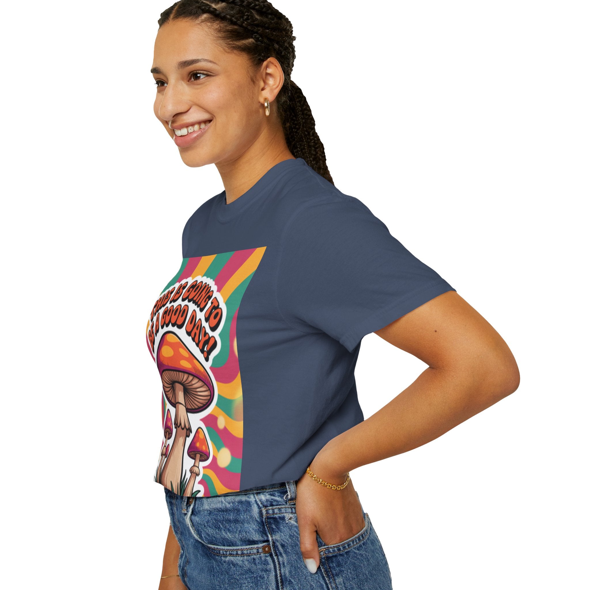 Positive Vibes T-shirt, Retro Mushroom Tee, Unisex Psychedelic Shirt, Gift for Friends, Casual Wear, Summer Essentials