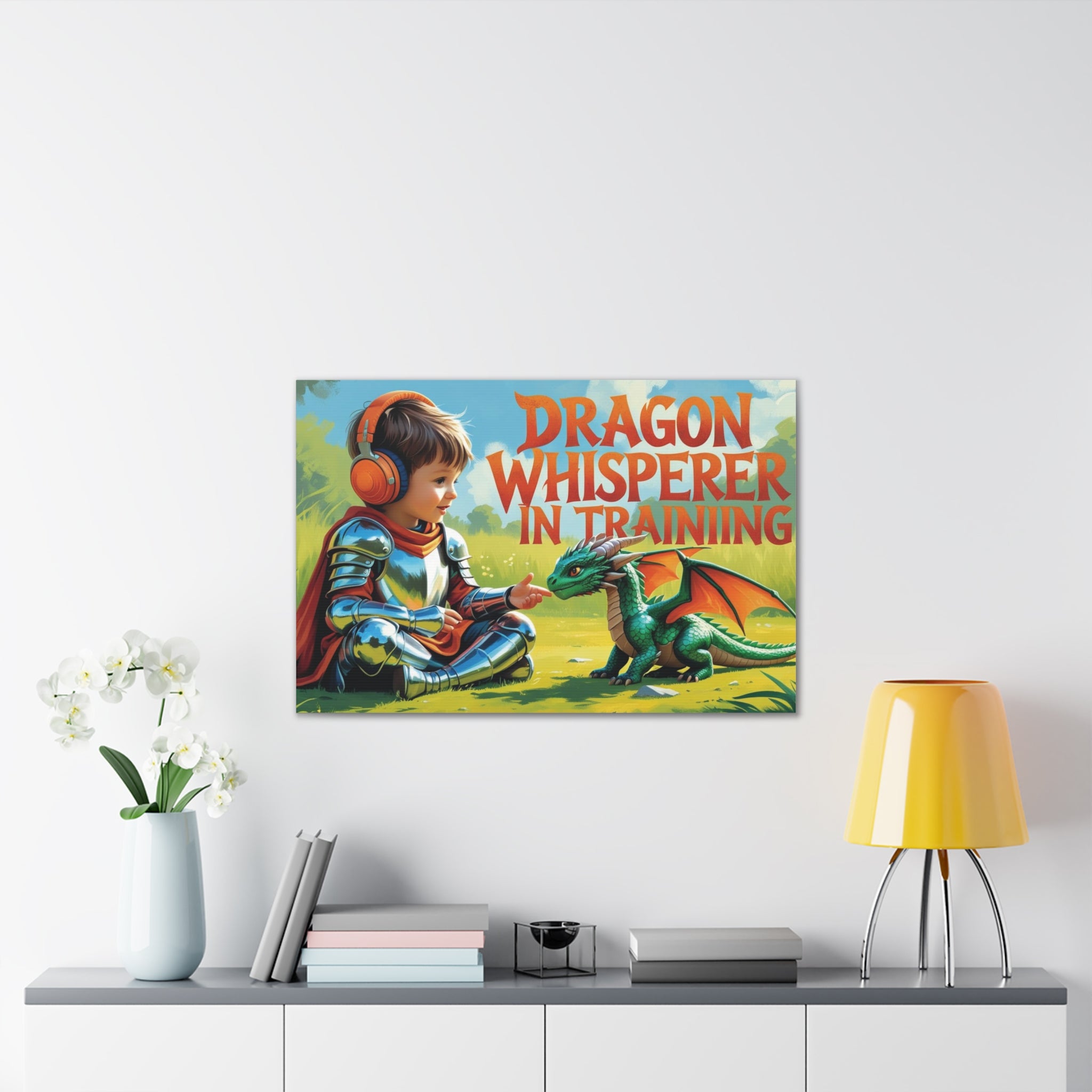 Dragon Whisperer Canvas Print, Playroom Decor, Childrens Wall Art, Fantasy Kids Room, Dragon Lover Gift, Adventure Art, Kid's Room Decor