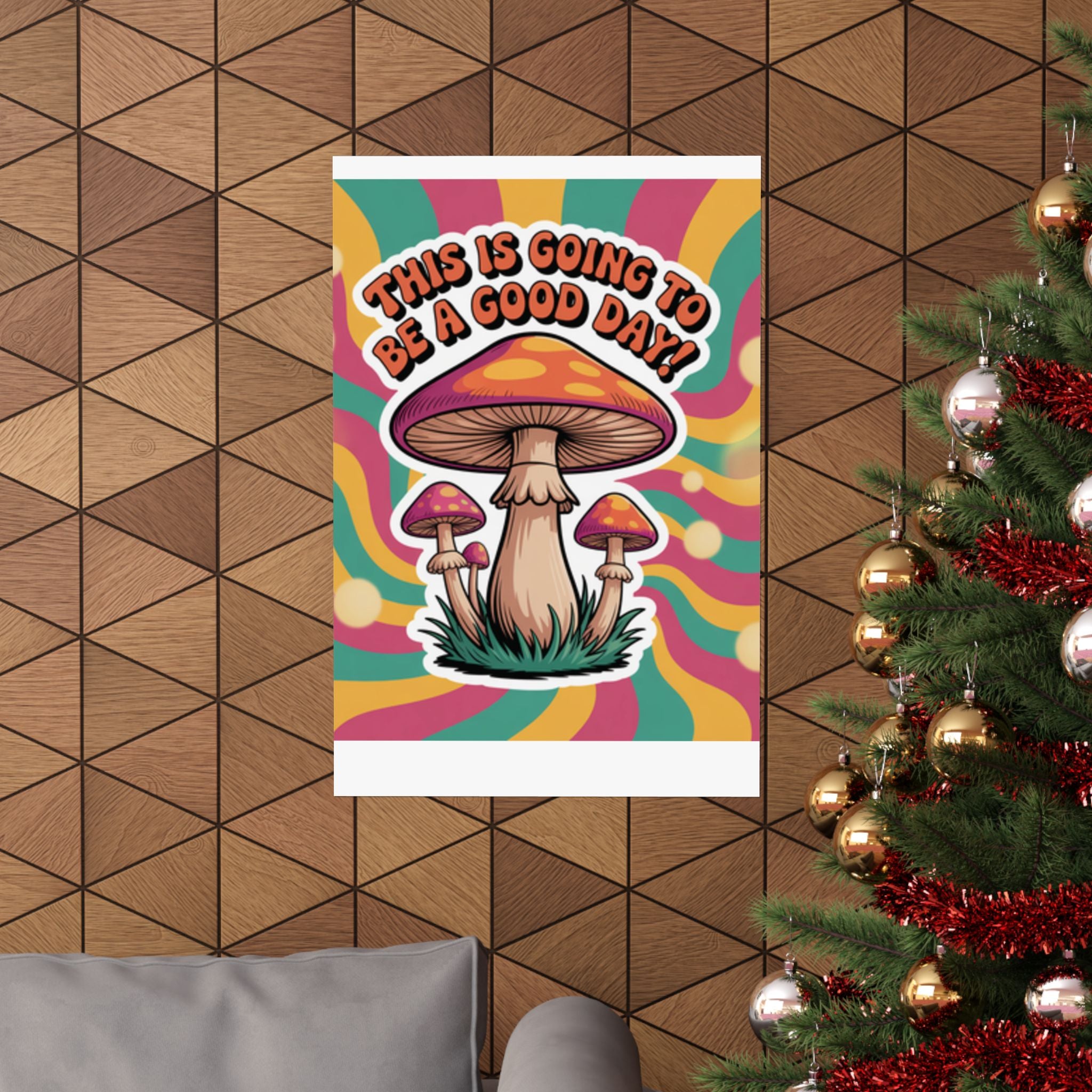 Colorful 70s Retro Mushroom Art Posters - Positive Wall Decor, Psychedelic Prints, Boho Home Decor, Gift for Friends, Inspirational Wall Art