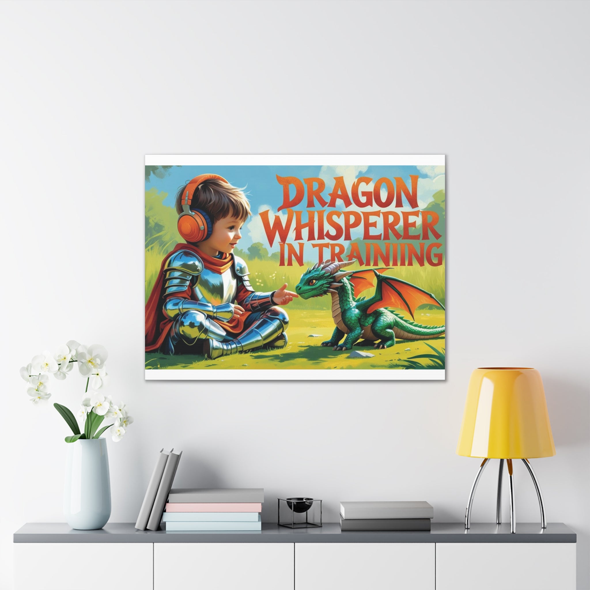 Dragon Whisperer Canvas Print, Playroom Decor, Childrens Wall Art, Fantasy Kids Room, Dragon Lover Gift, Adventure Art, Kid's Room Decor