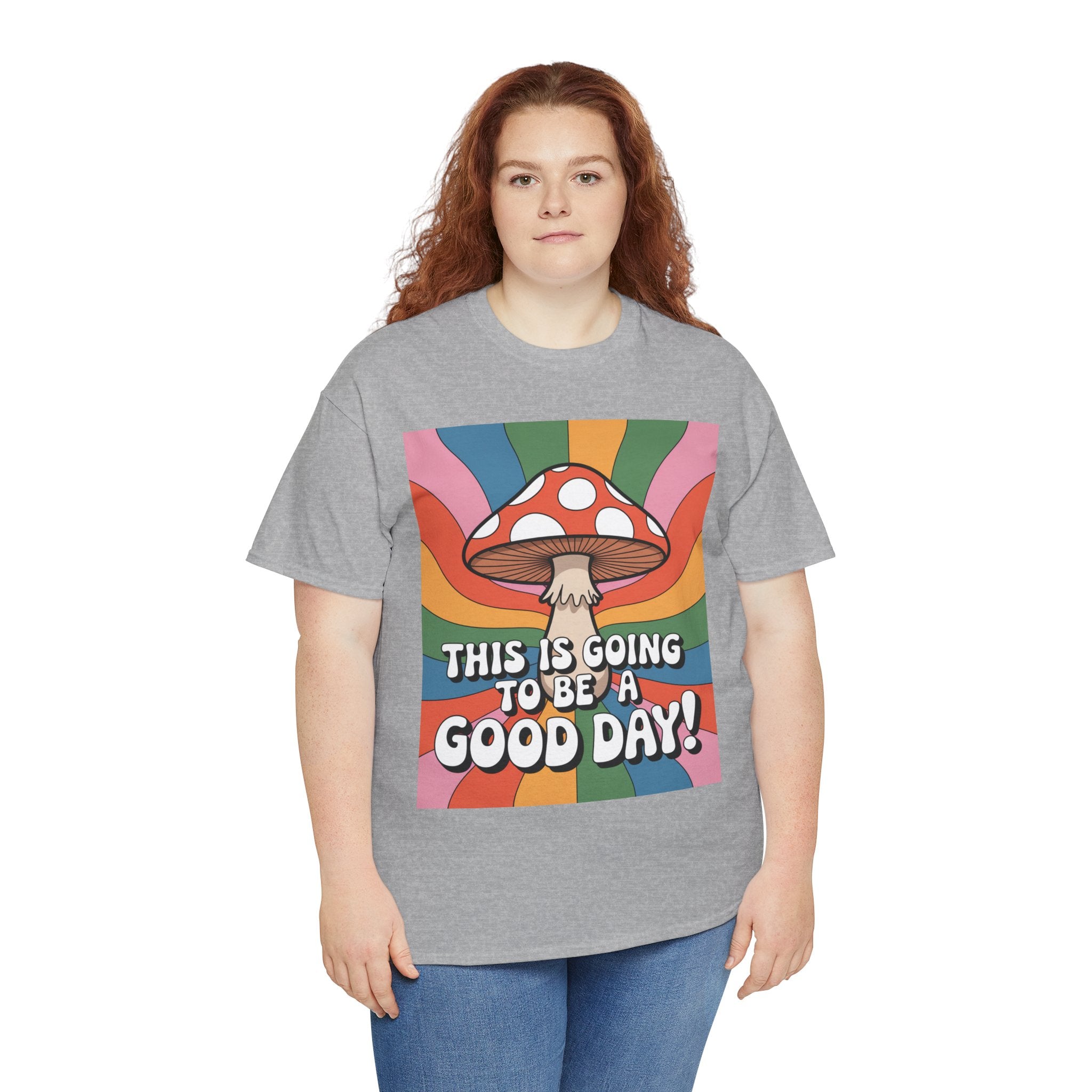 Fun Hippy Mushroom Cheerful Graphic Tee, Positive Vibes T-Shirt for Everyday Wear, Gift for Nature Lovers, Trendy Casual Wear, Eco-Friendly Fashion
