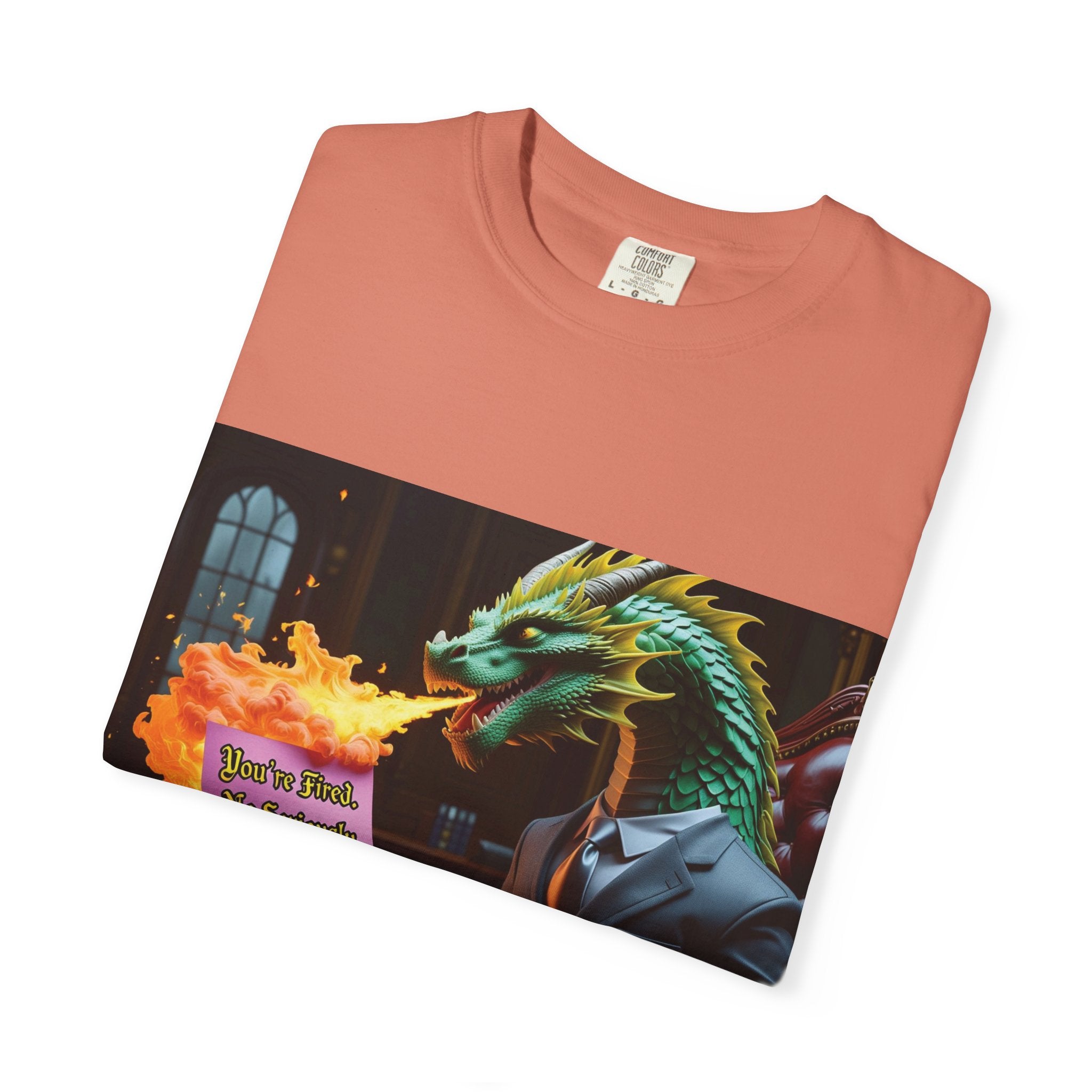Dragon Fire  Unisex Garment-Dyed T-Shirt, Fun Graphic Tee, Unique Gift, Casual Wear, Fantasy Lover Apparel, Statement Shirt