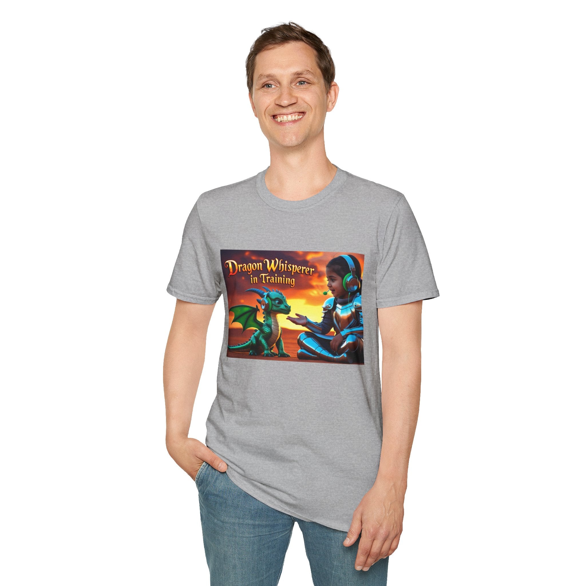 Funny Dragon Whisperer Unisex Softstyle T-Shirt | Fantasy Apparel, Gift for Dragon Lovers, Kids & Adults, Birthday Present, Magical Vibe