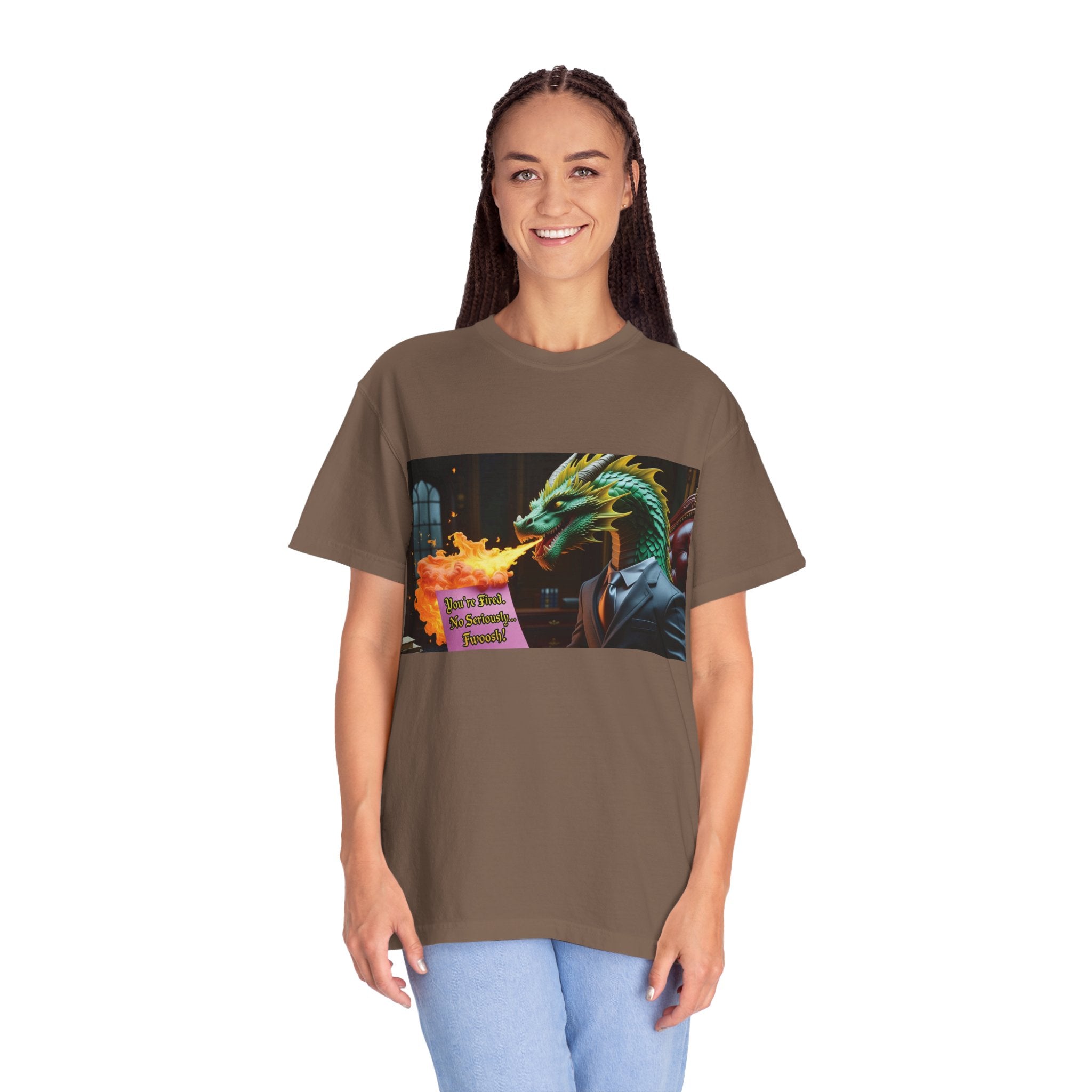 Dragon Fire  Unisex Garment-Dyed T-Shirt, Fun Graphic Tee, Unique Gift, Casual Wear, Fantasy Lover Apparel, Statement Shirt
