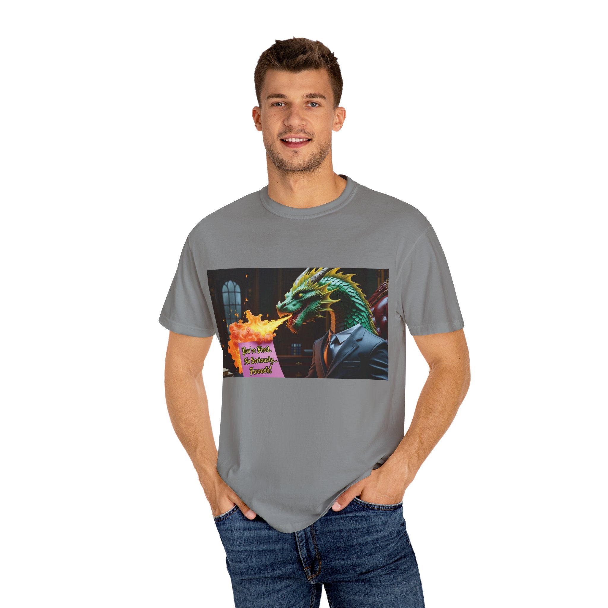 Dragon Fire  Unisex Garment-Dyed T-Shirt, Fun Graphic Tee, Unique Gift, Casual Wear, Fantasy Lover Apparel, Statement Shirt