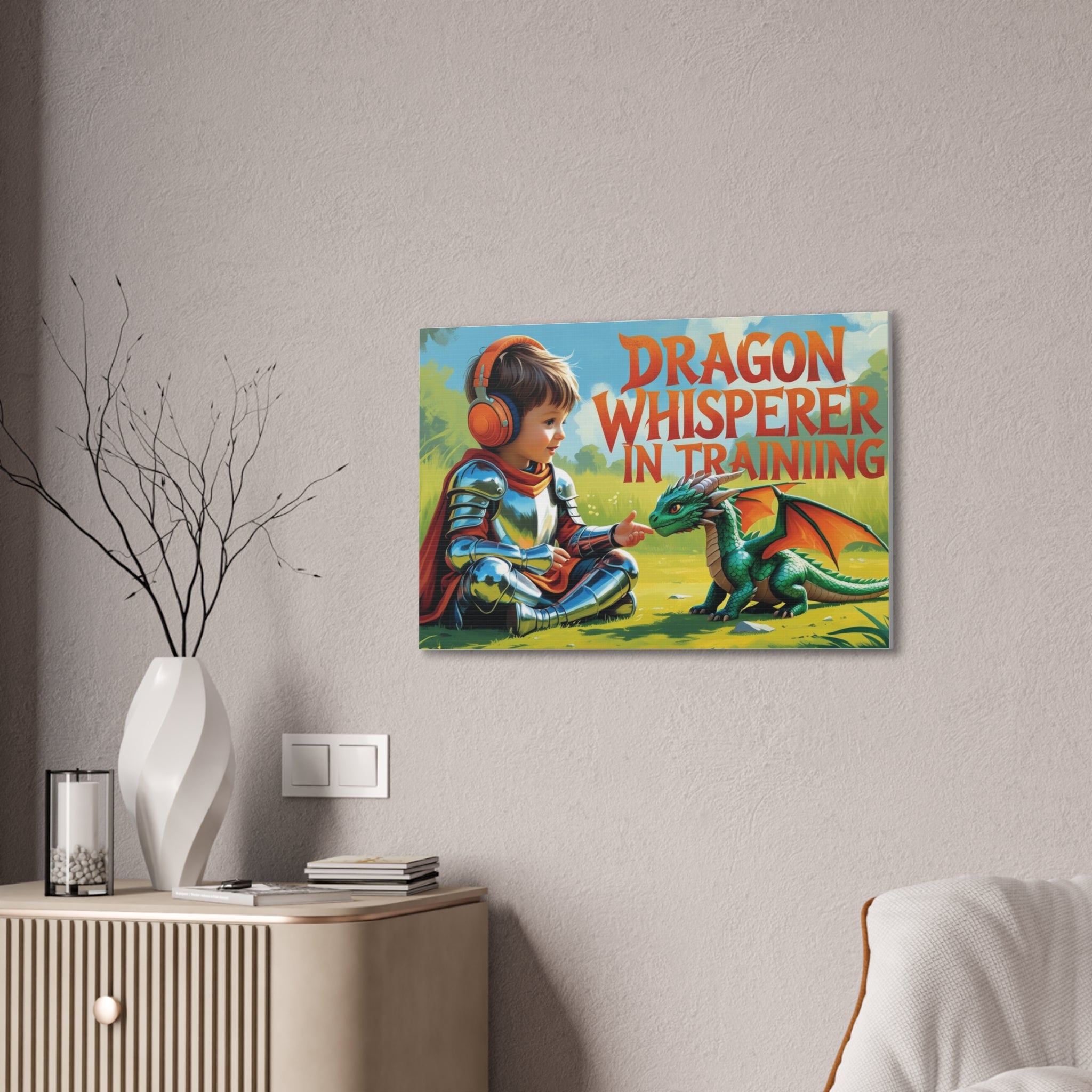 Dragon Whisperer Canvas Print, Playroom Decor, Childrens Wall Art, Fantasy Kids Room, Dragon Lover Gift, Adventure Art, Kid's Room Decor