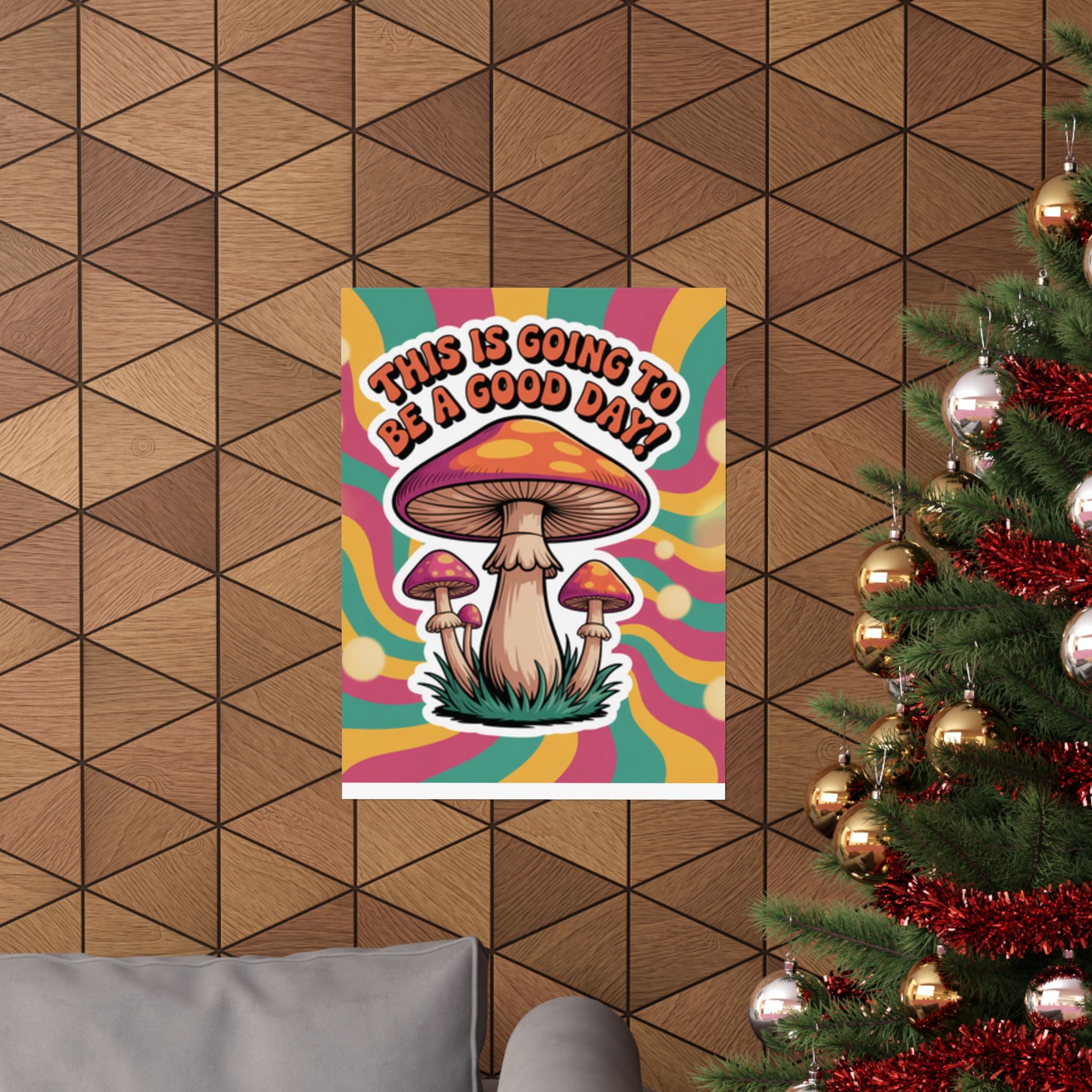 Colorful 70s Retro Mushroom Art Posters - Positive Wall Decor, Psychedelic Prints, Boho Home Decor, Gift for Friends, Inspirational Wall Art