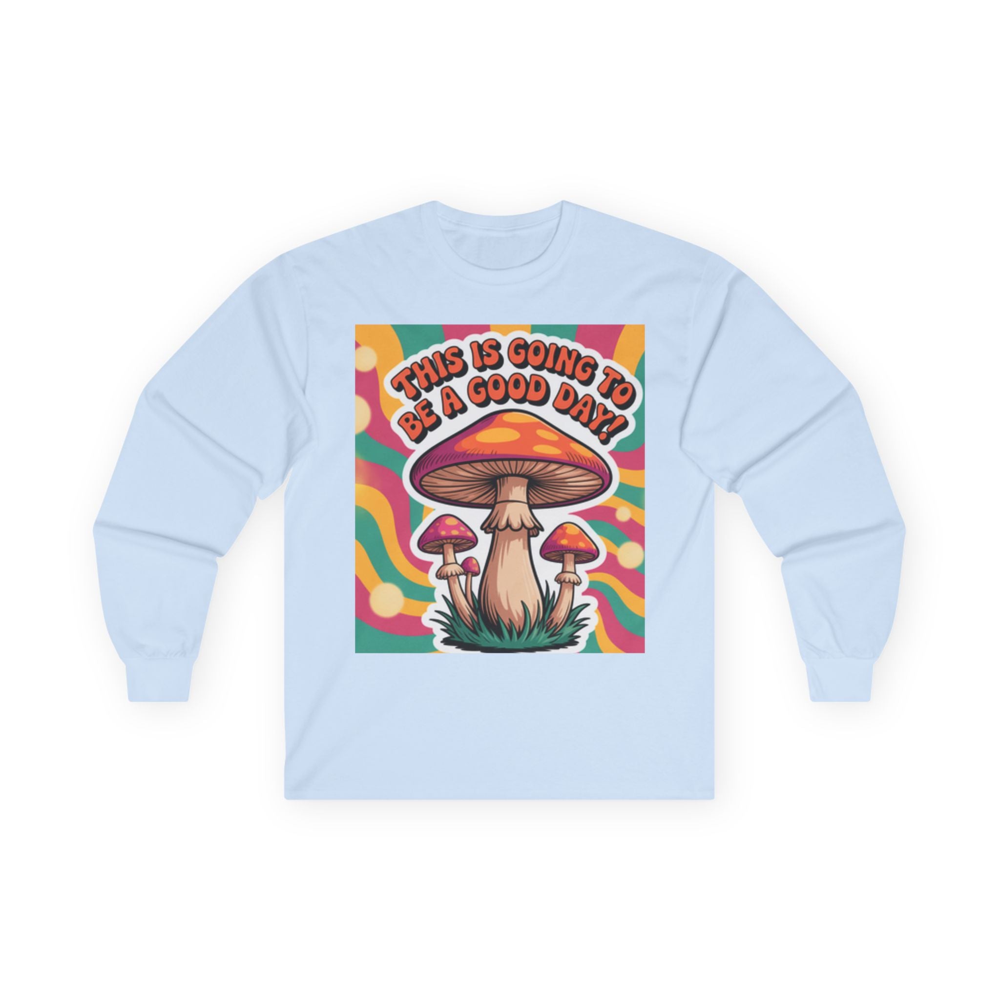 Good Vibes 70s Mushroom Long Sleeve Tee, Casual Wear, Gift for Friends, Unisex Shirt, Boho Style Clothing