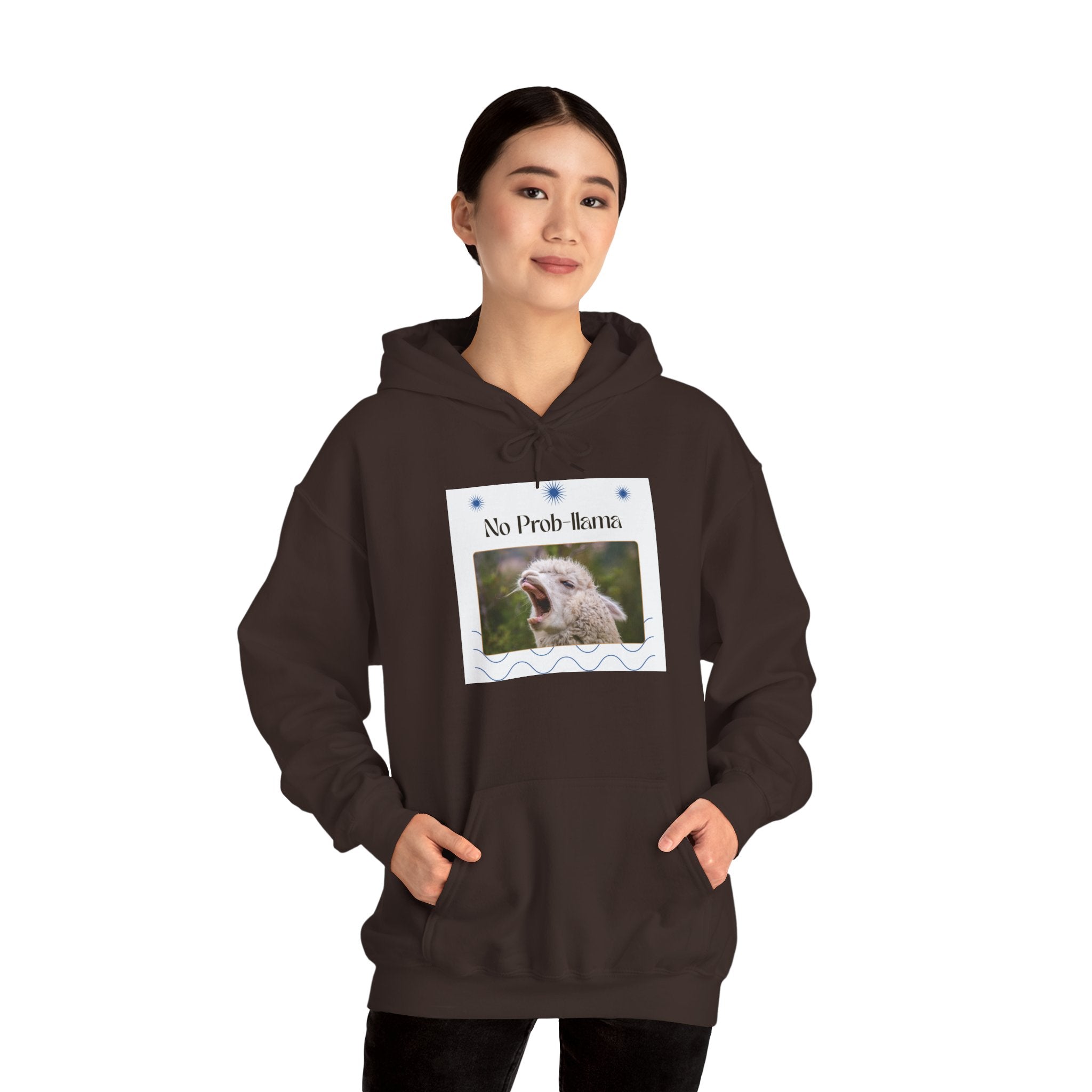 "No Prob-Llama" Unisex Hooded Sweatshirt with Fun Design, Cozy Apparel for Relaxed Days, Gifts for Friends, Casual Wear, Unique Gift Idea, Birthday Present