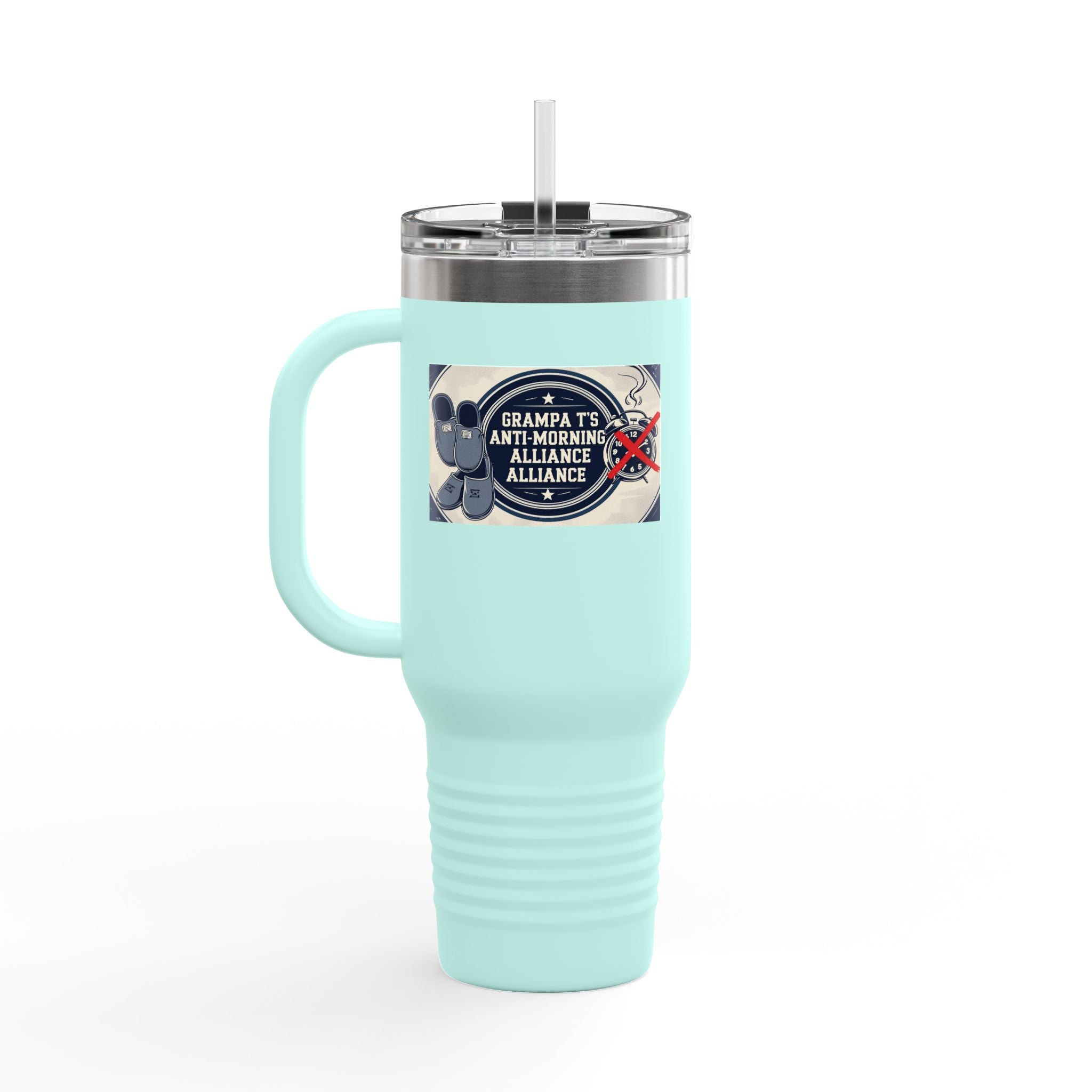 Grampa T's Anti-Morning Funny Custom Insulated Travel Mug, 40oz – Perfect for Coffee Lovers, On-the-Go Drinkware, Gifts for Him/Her, Unique Travel Accessories, [...]