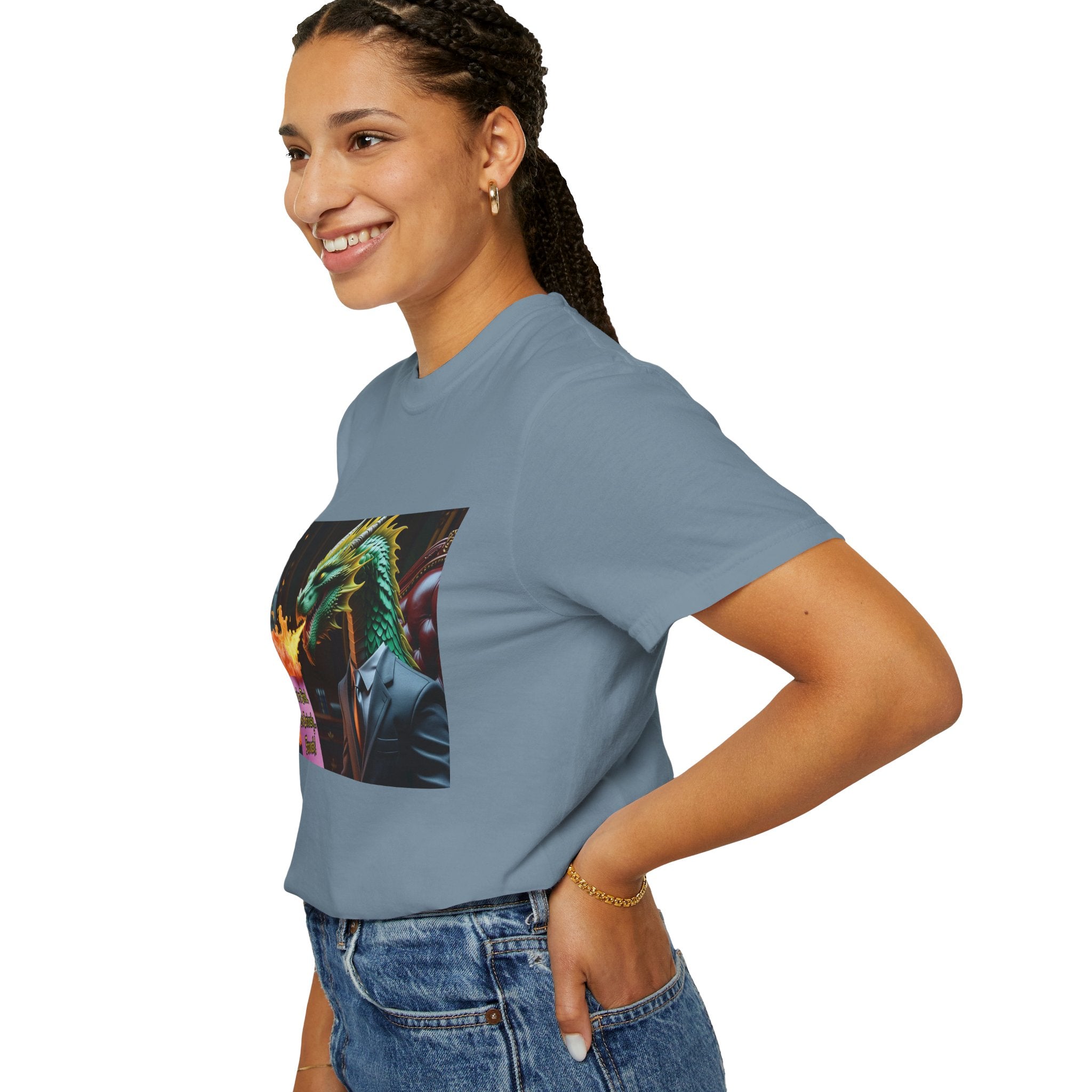 Dragon Fire  Unisex Garment-Dyed T-Shirt, Fun Graphic Tee, Unique Gift, Casual Wear, Fantasy Lover Apparel, Statement Shirt