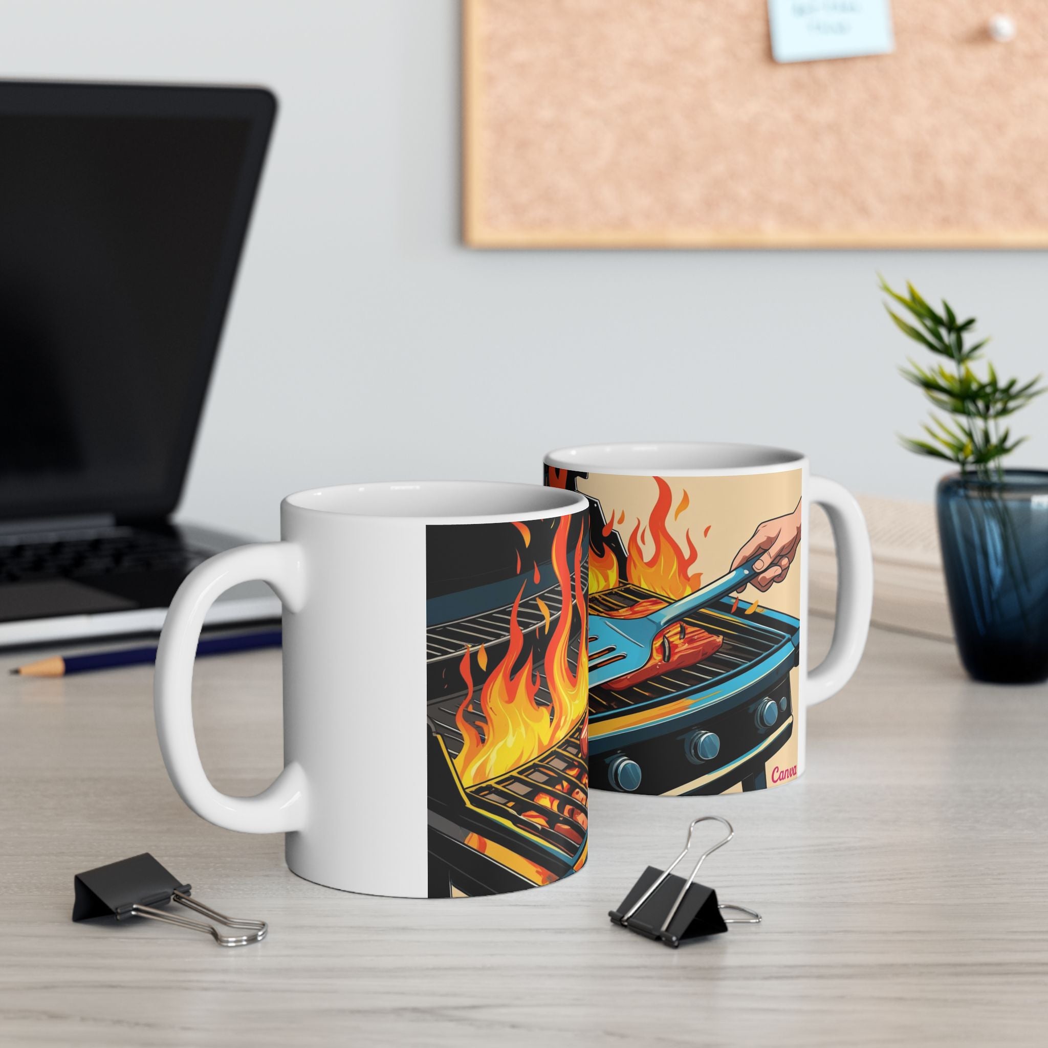 Fun Dad the Grill Master Ceramic Mug - Fun BBQ Coffee Cup for Grill Lovers, Father's Day Gift, Summer BBQ, Fire Up Your Mornings!