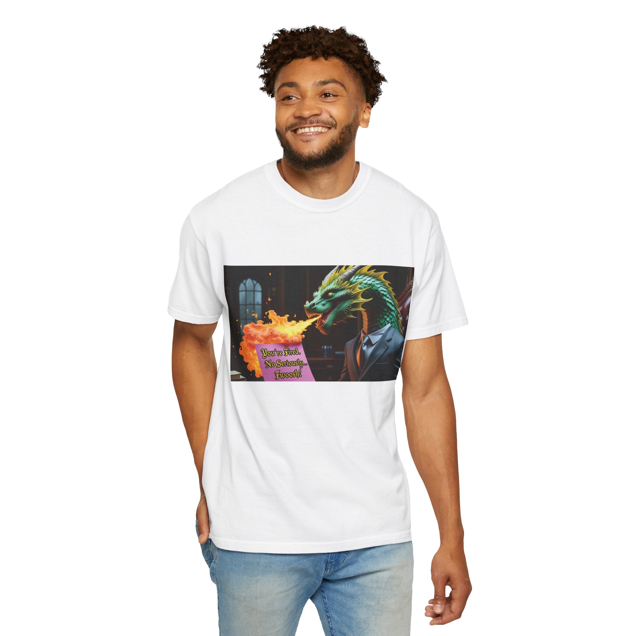 Dragon Fire  Unisex Garment-Dyed T-Shirt, Fun Graphic Tee, Unique Gift, Casual Wear, Fantasy Lover Apparel, Statement Shirt