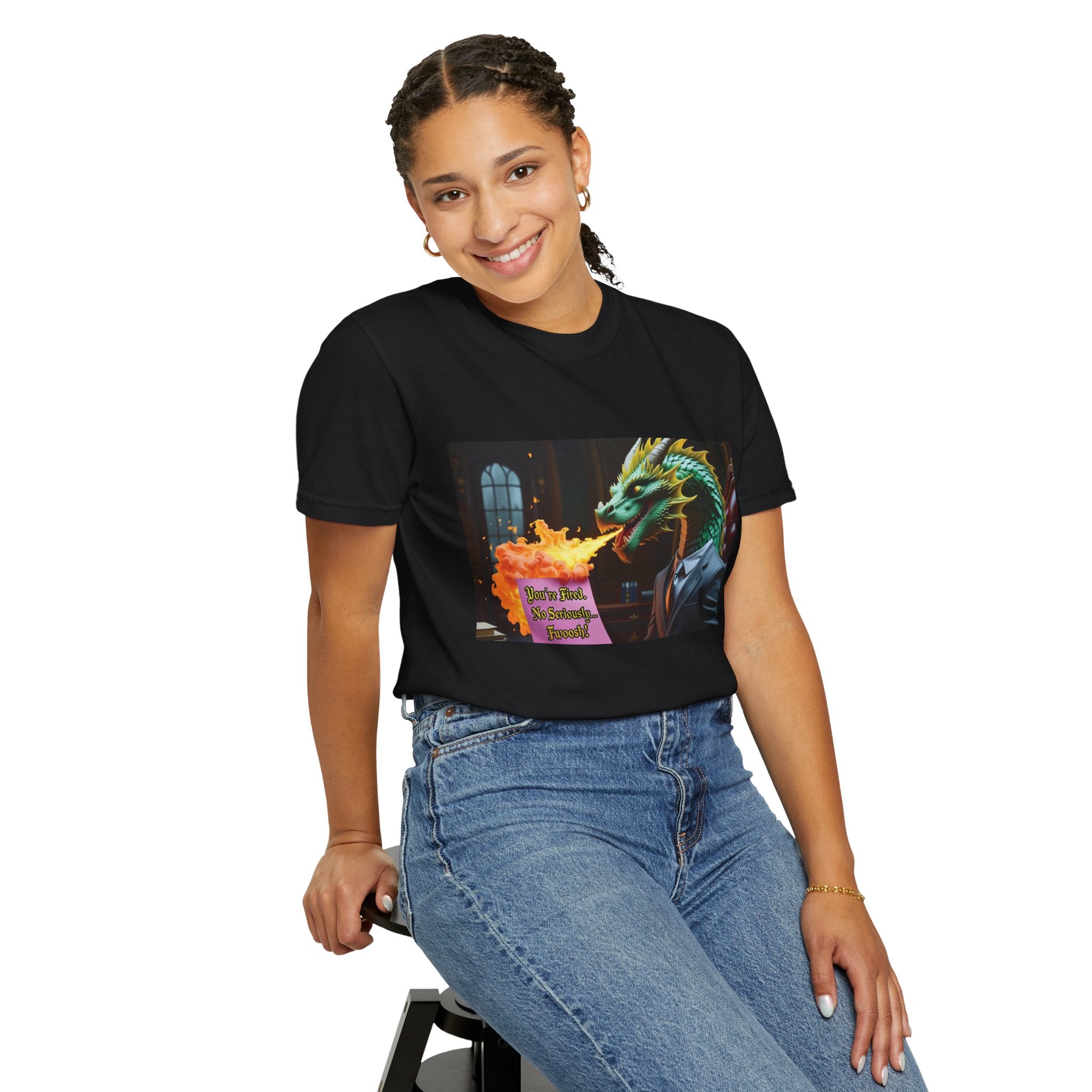 Dragon Fire  Unisex Garment-Dyed T-Shirt, Fun Graphic Tee, Unique Gift, Casual Wear, Fantasy Lover Apparel, Statement Shirt