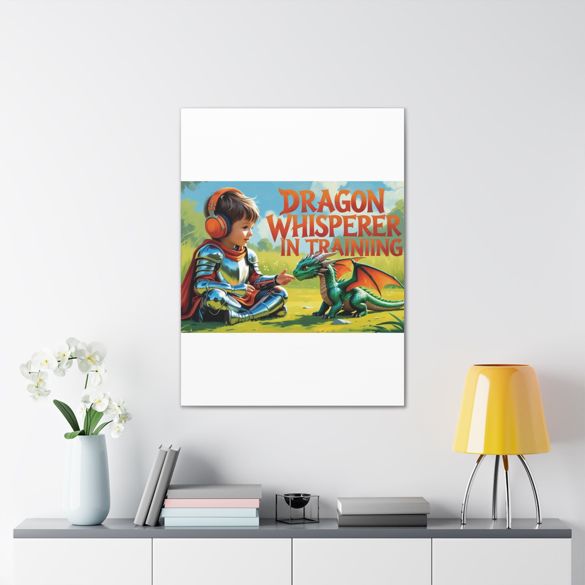 Dragon Whisperer Canvas Print, Playroom Decor, Childrens Wall Art, Fantasy Kids Room, Dragon Lover Gift, Adventure Art, Kid's Room Decor