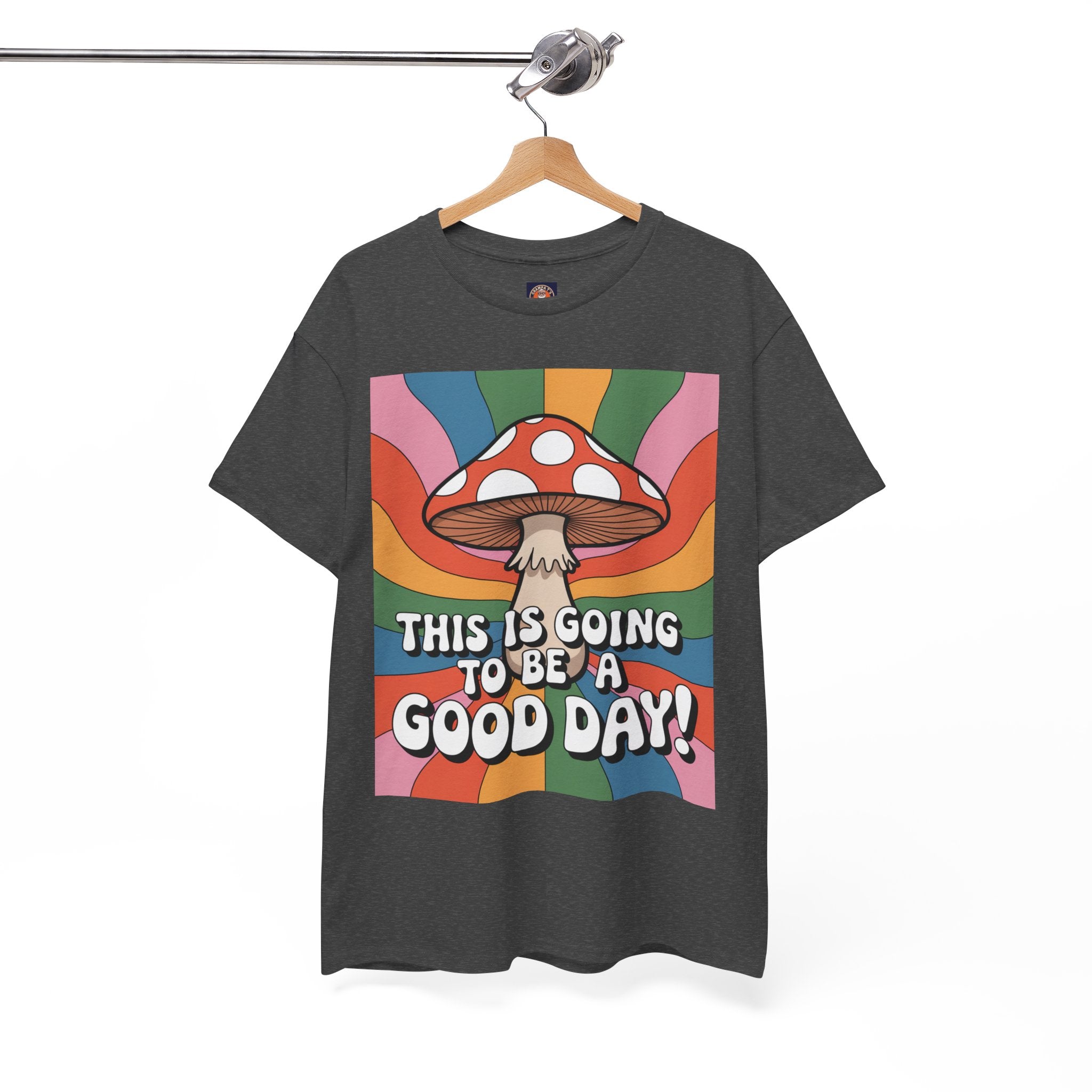 Fun Hippy Mushroom Cheerful Graphic Tee, Positive Vibes T-Shirt for Everyday Wear, Gift for Nature Lovers, Trendy Casual Wear, Eco-Friendly Fashion