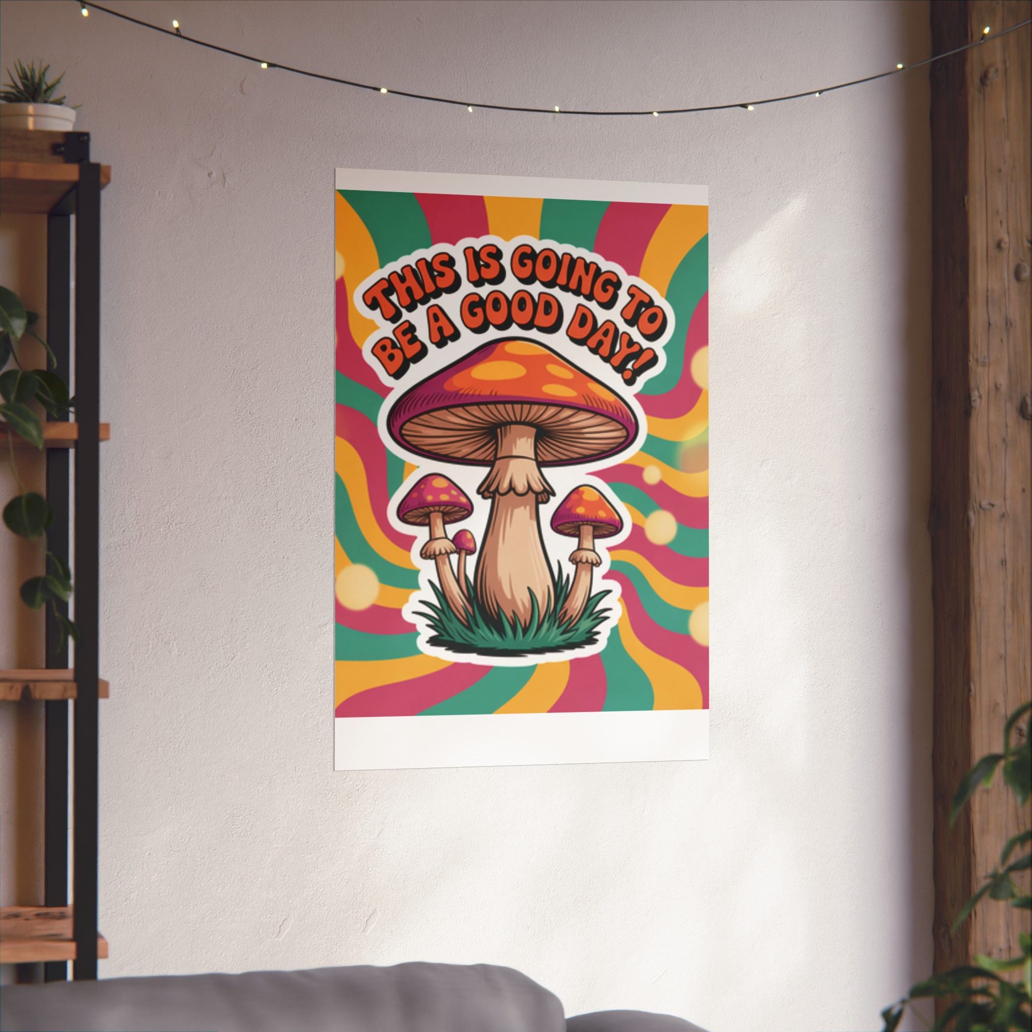 Colorful 70s Retro Mushroom Art Posters - Positive Wall Decor, Psychedelic Prints, Boho Home Decor, Gift for Friends, Inspirational Wall Art