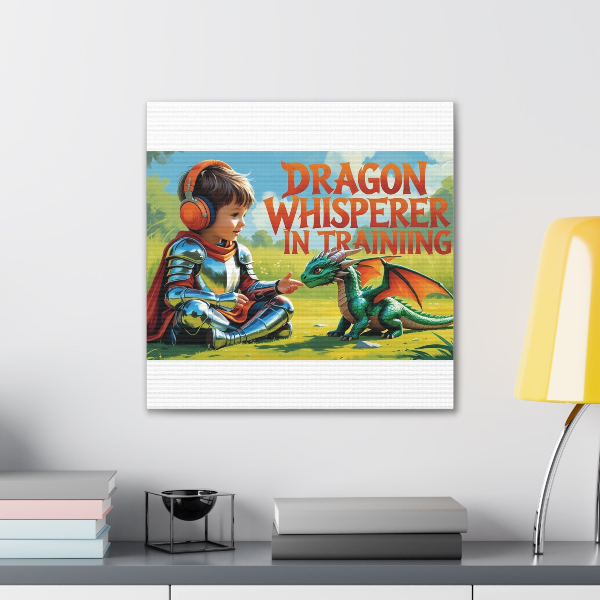 Dragon Whisperer Canvas Print, Playroom Decor, Childrens Wall Art, Fantasy Kids Room, Dragon Lover Gift, Adventure Art, Kid's Room Decor