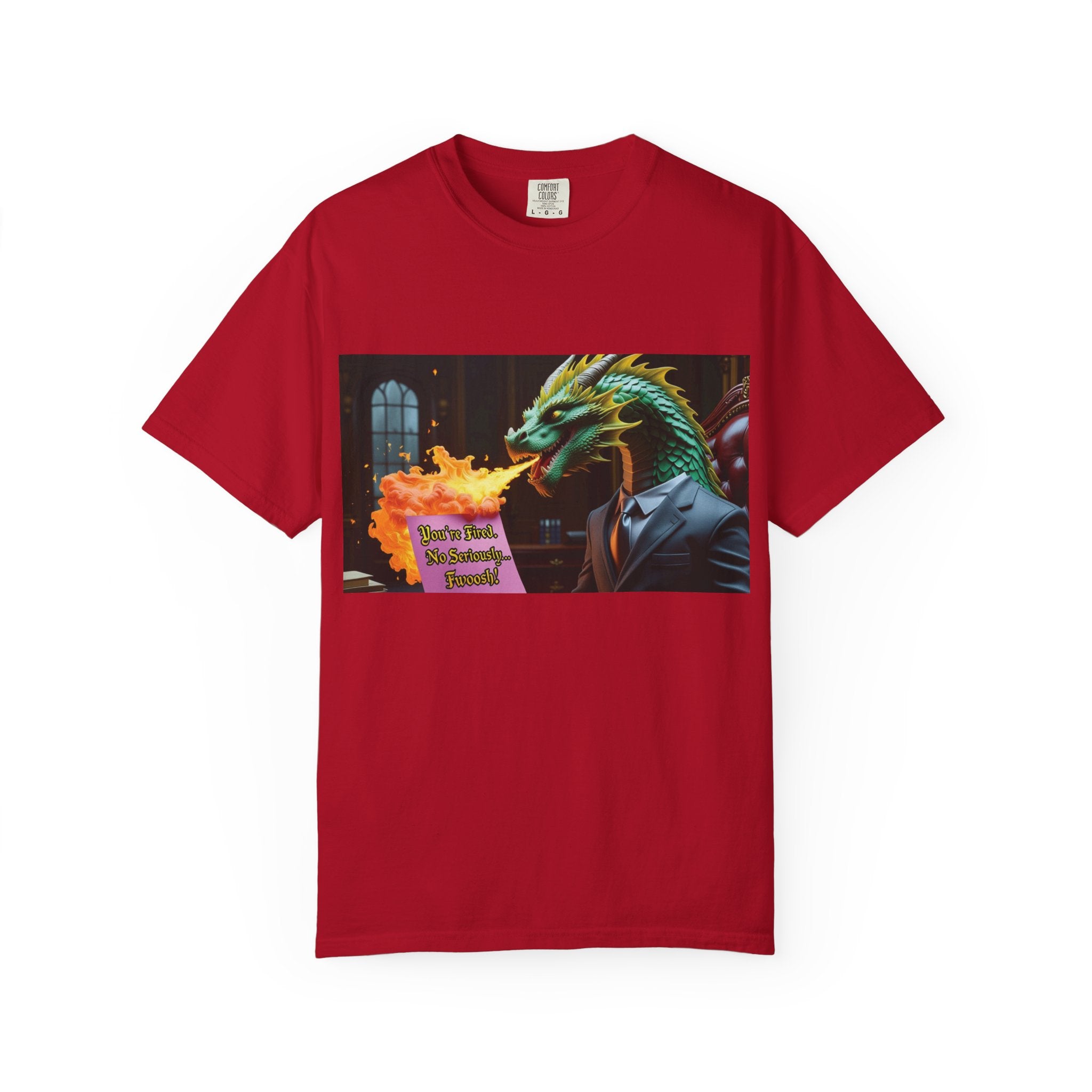 Dragon Fire  Unisex Garment-Dyed T-Shirt, Fun Graphic Tee, Unique Gift, Casual Wear, Fantasy Lover Apparel, Statement Shirt