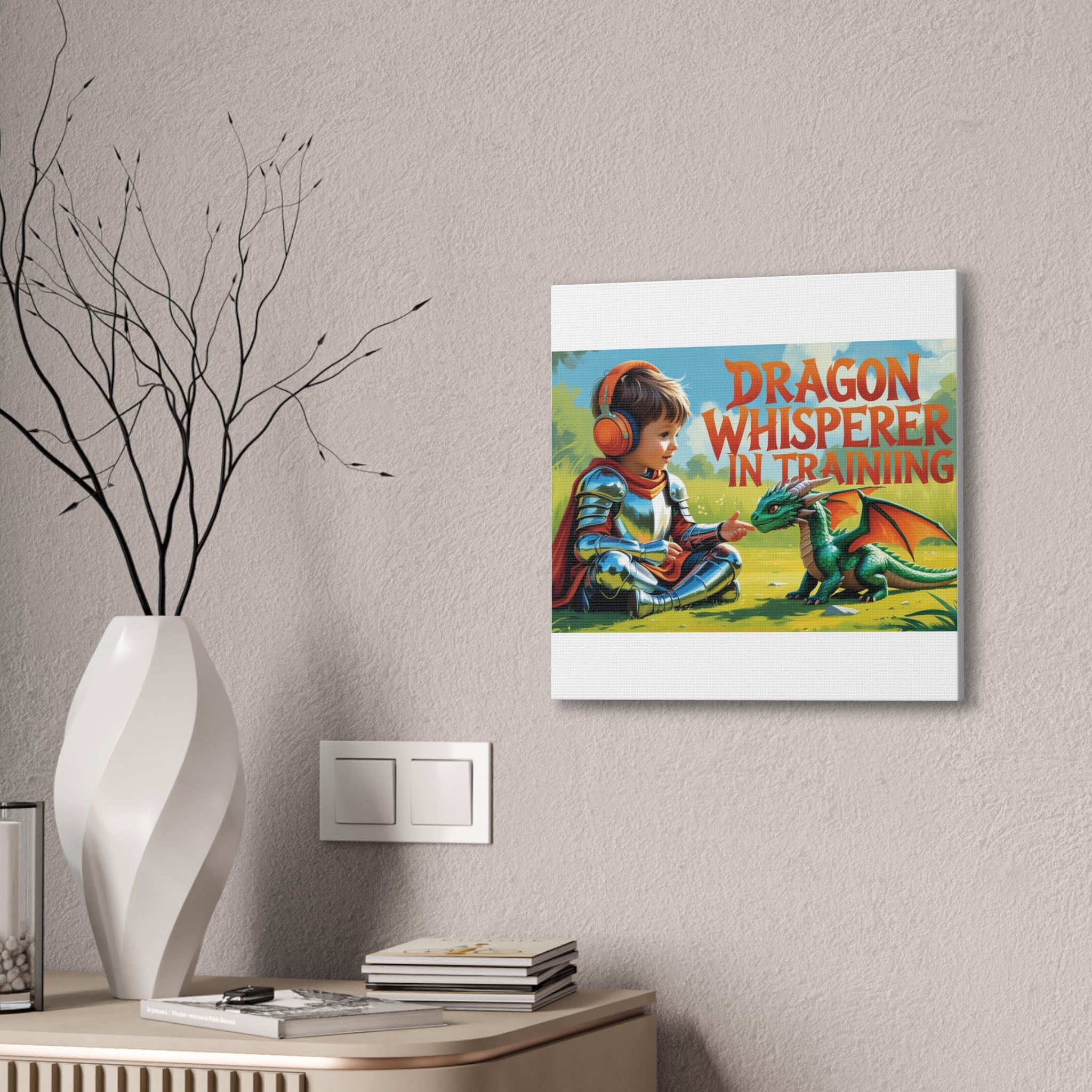 Dragon Whisperer Canvas Print, Playroom Decor, Childrens Wall Art, Fantasy Kids Room, Dragon Lover Gift, Adventure Art, Kid's Room Decor