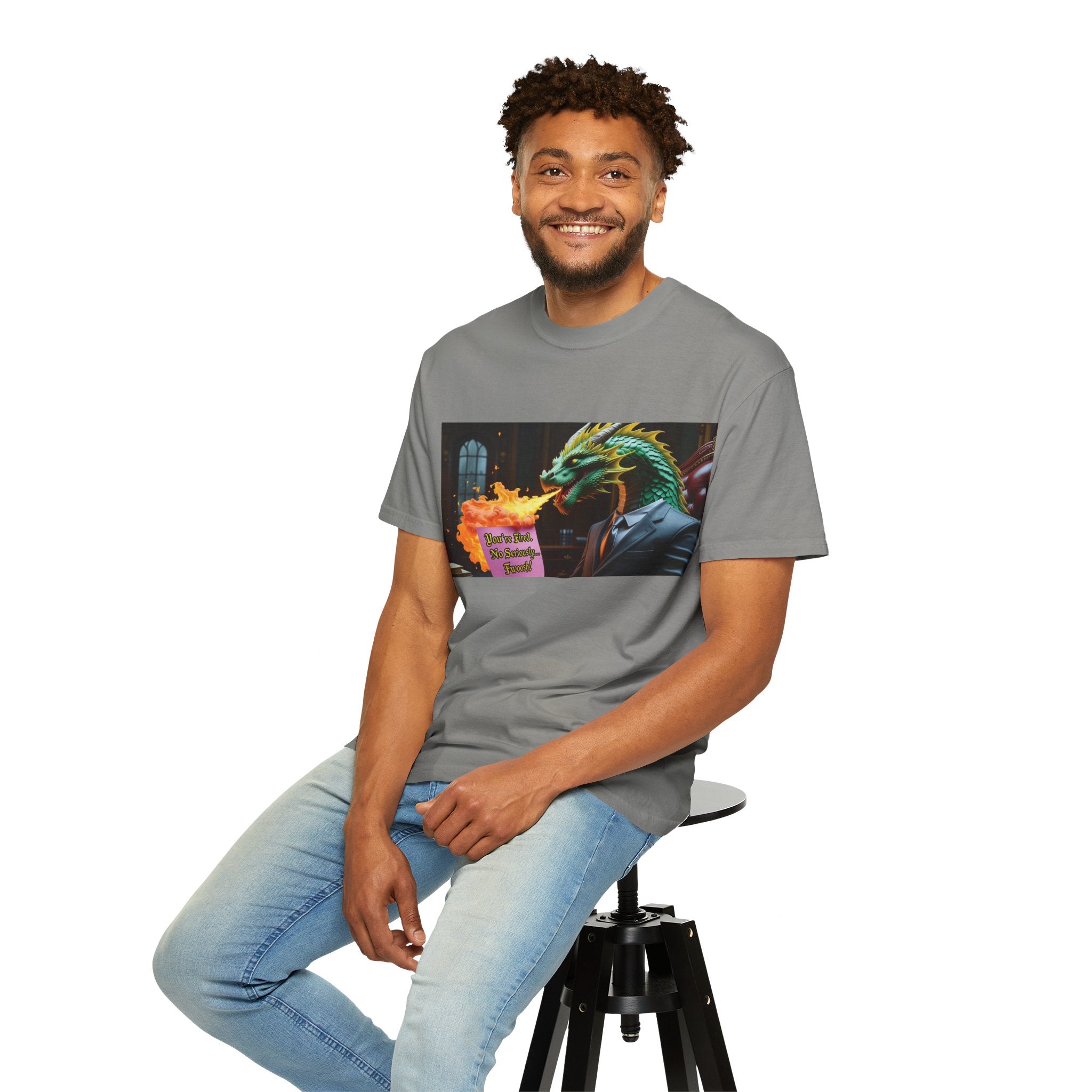Dragon Fire  Unisex Garment-Dyed T-Shirt, Fun Graphic Tee, Unique Gift, Casual Wear, Fantasy Lover Apparel, Statement Shirt