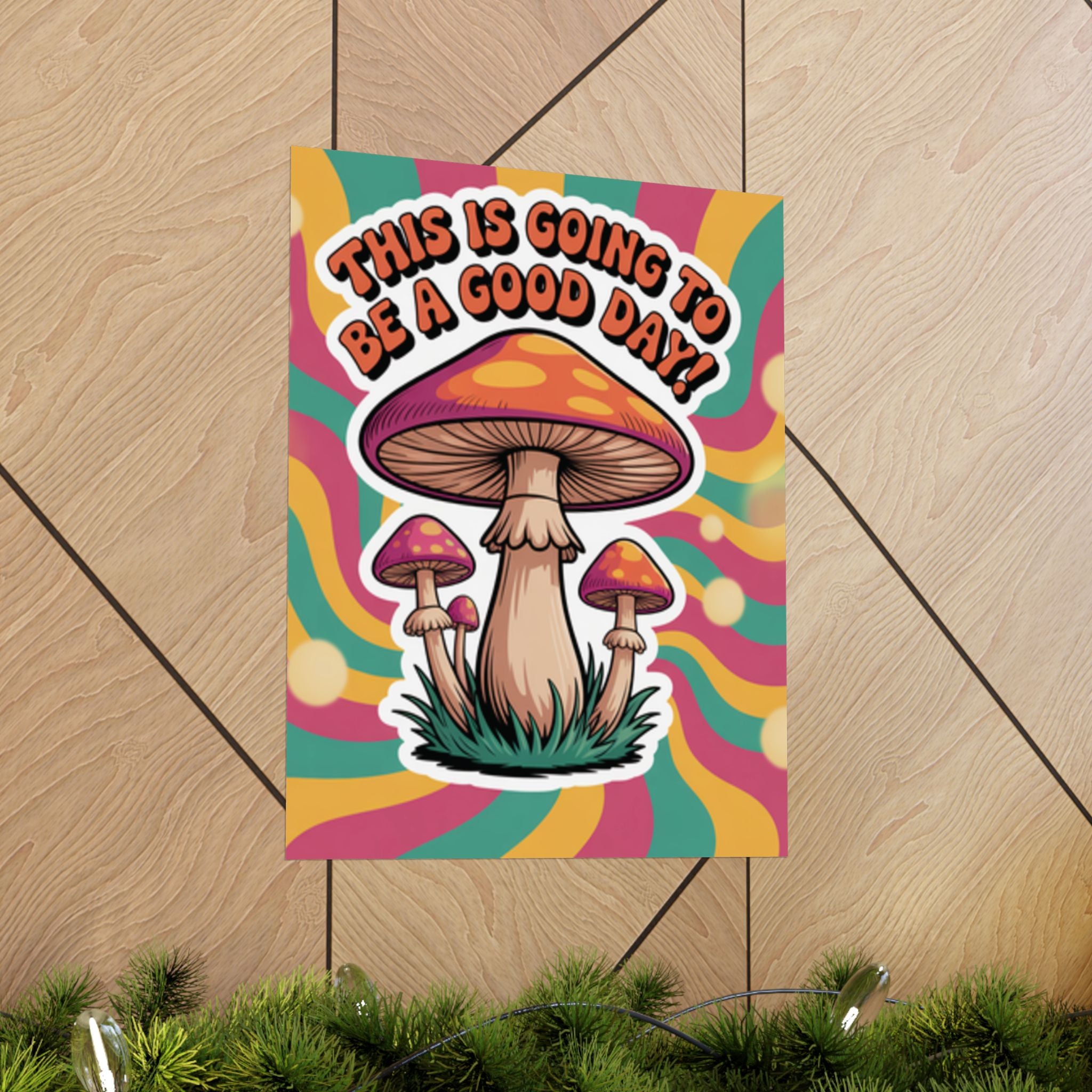 Colorful 70s Retro Mushroom Art Posters - Positive Wall Decor, Psychedelic Prints, Boho Home Decor, Gift for Friends, Inspirational Wall Art
