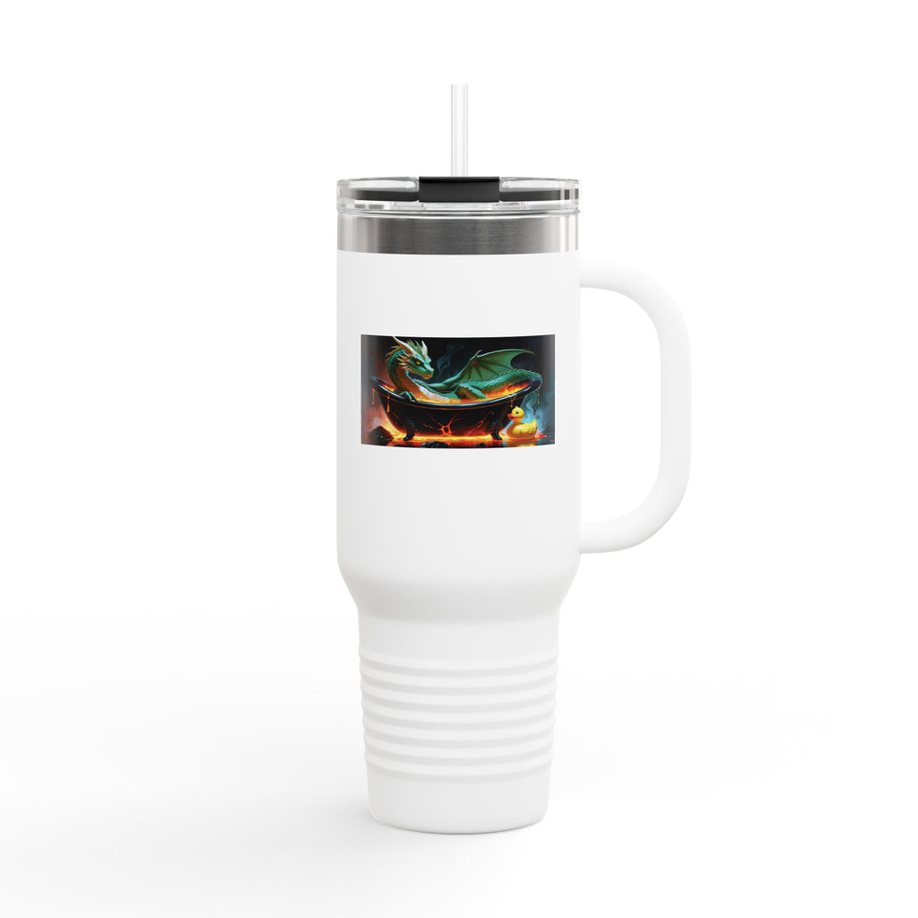 Fun Fantasy Dragon Bath Time Insulated Travel Mug, 40oz - Perfect for Adventures & Celebrations, Dragon Design, Hot & Cold Beverages, Gift for Fantasy Lovers