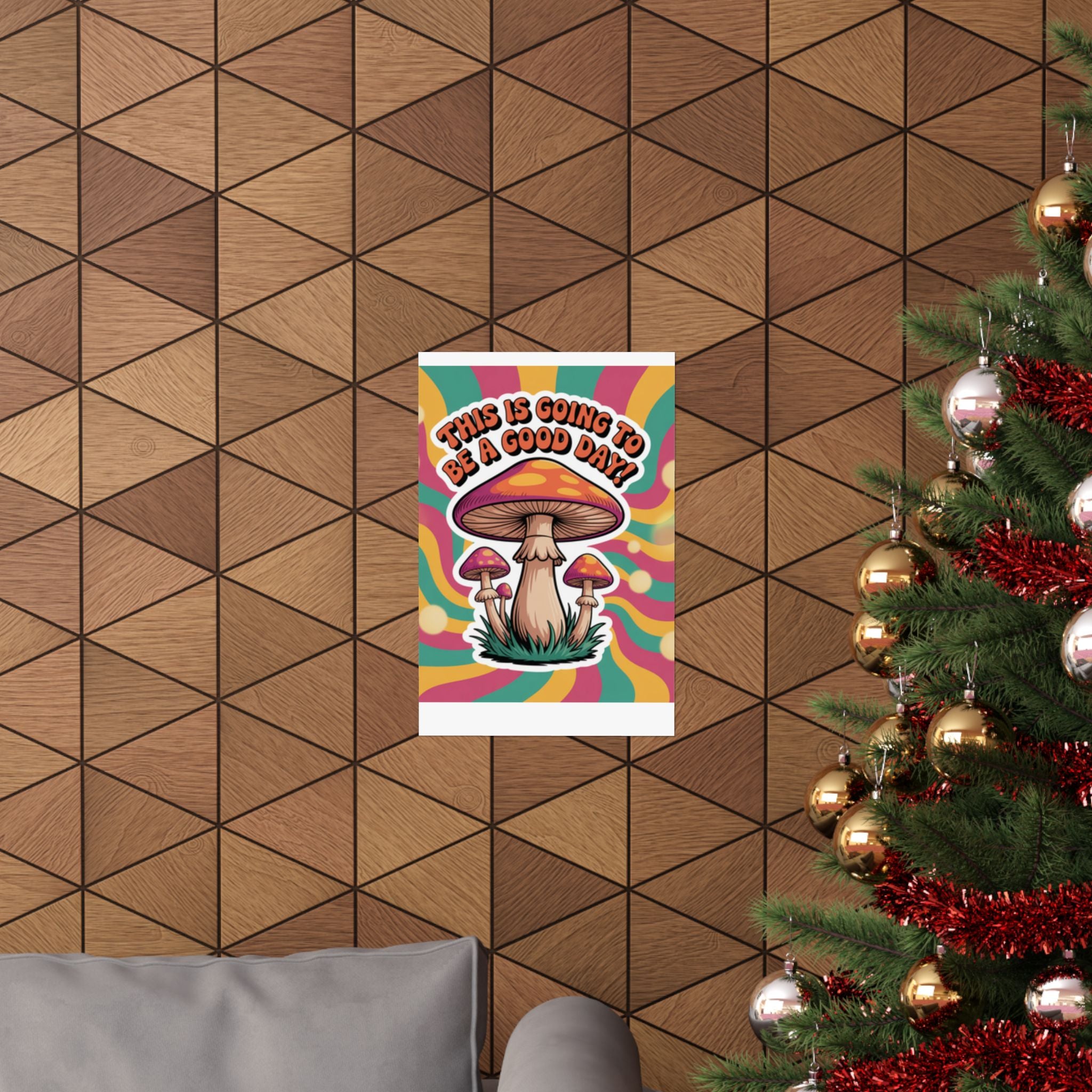 Colorful 70s Retro Mushroom Art Posters - Positive Wall Decor, Psychedelic Prints, Boho Home Decor, Gift for Friends, Inspirational Wall Art